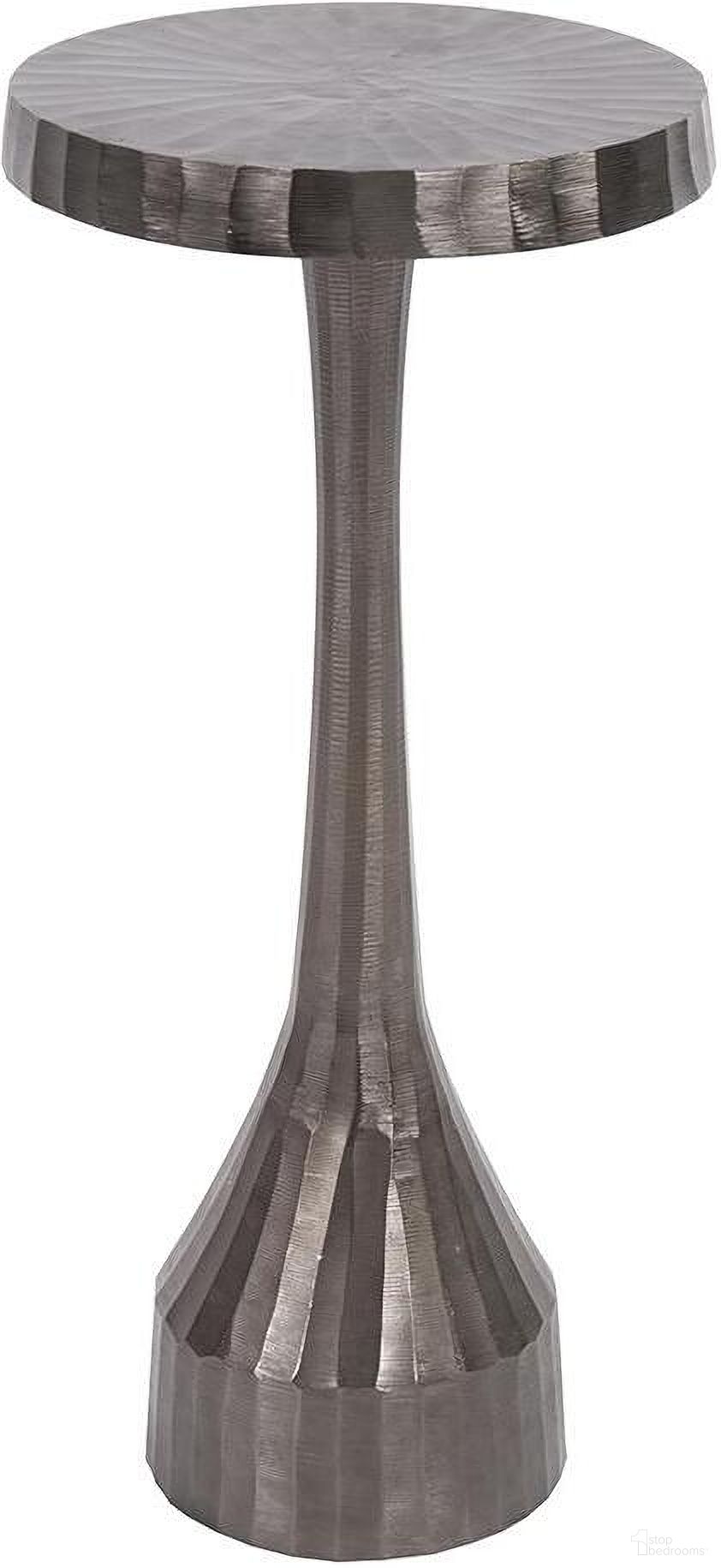 The appearance of Chiseled Aluminum Martini Table In Graphite designed by Howard Elliott in the modern / contemporary interior design. This graphite piece of furniture  was selected by 1StopBedrooms from  to add a touch of cosiness and style into your home. Sku: 23035. Material: Aluminum.
