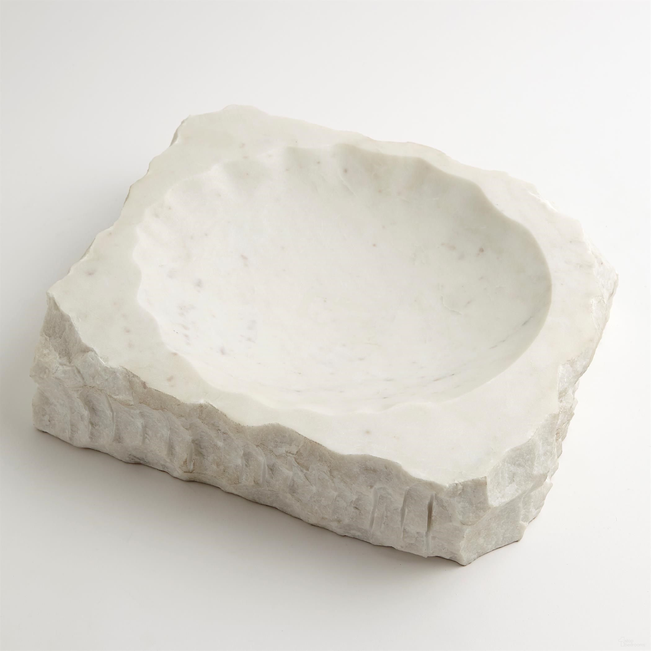 Chiseled Block Bowl In White Marble