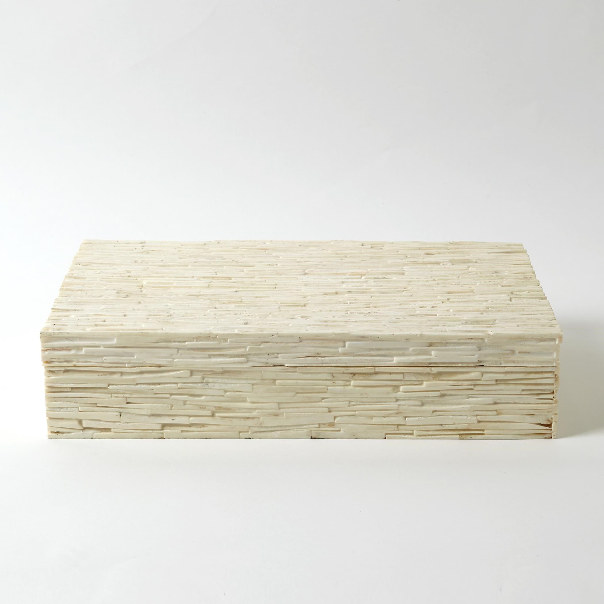Chiseled Bone Storage Large Box In White