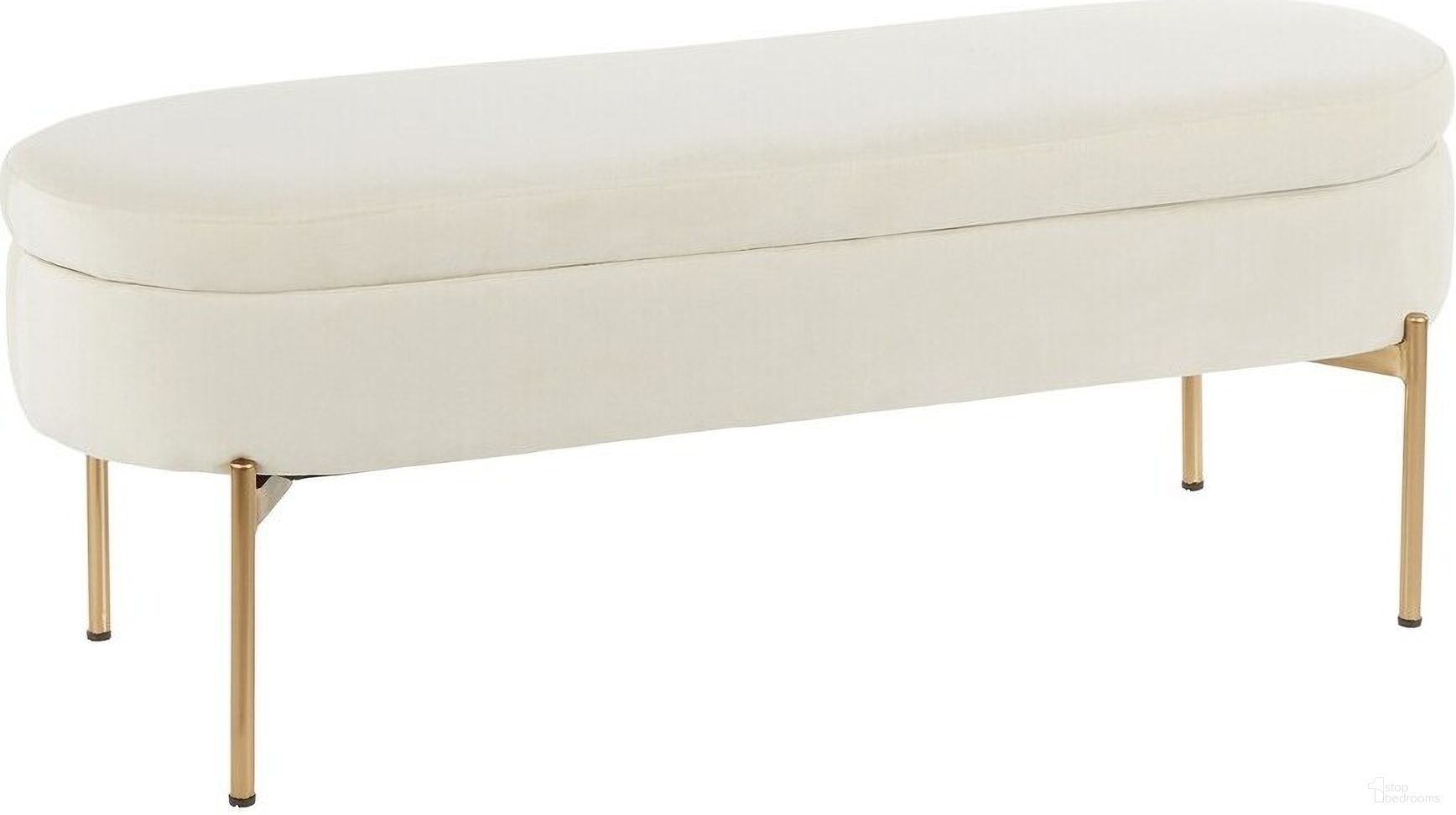 The appearance of Chloe Storage Bench In Cream designed by Lumisource in the modern / contemporary interior design. This cream piece of furniture  was selected by 1StopBedrooms from Chloe Collection to add a touch of cosiness and style into your home. Sku: BC-CHLOE STOR AUVCR. Material: Metal.