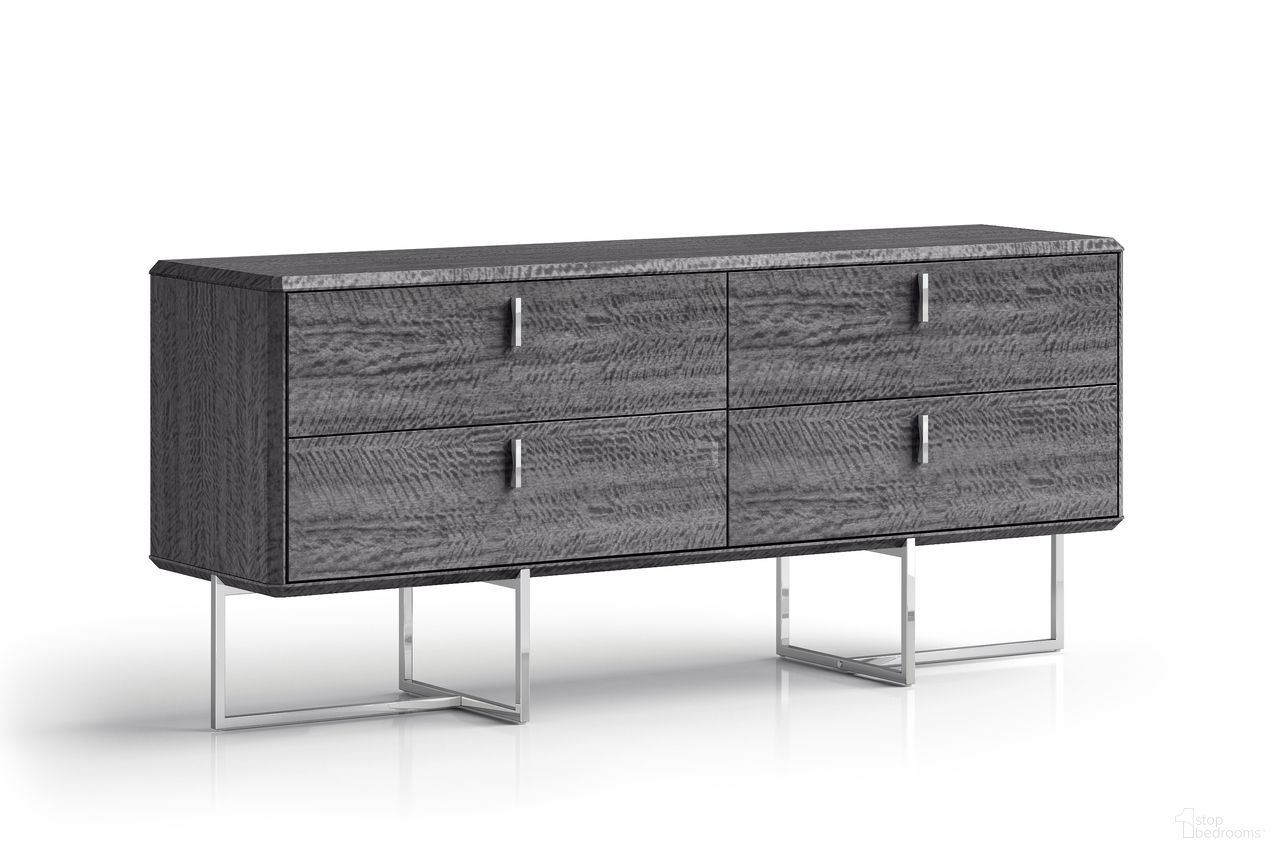The appearance of Chloe Dresser with 4 Drawers In Grey designed by Whiteline Modern Living in the modern / contemporary interior design. This grey piece of furniture  was selected by 1StopBedrooms from Chloe Collection to add a touch of cosiness and style into your home. Sku: DR1888-GRY. Material: Stainless Steel.
