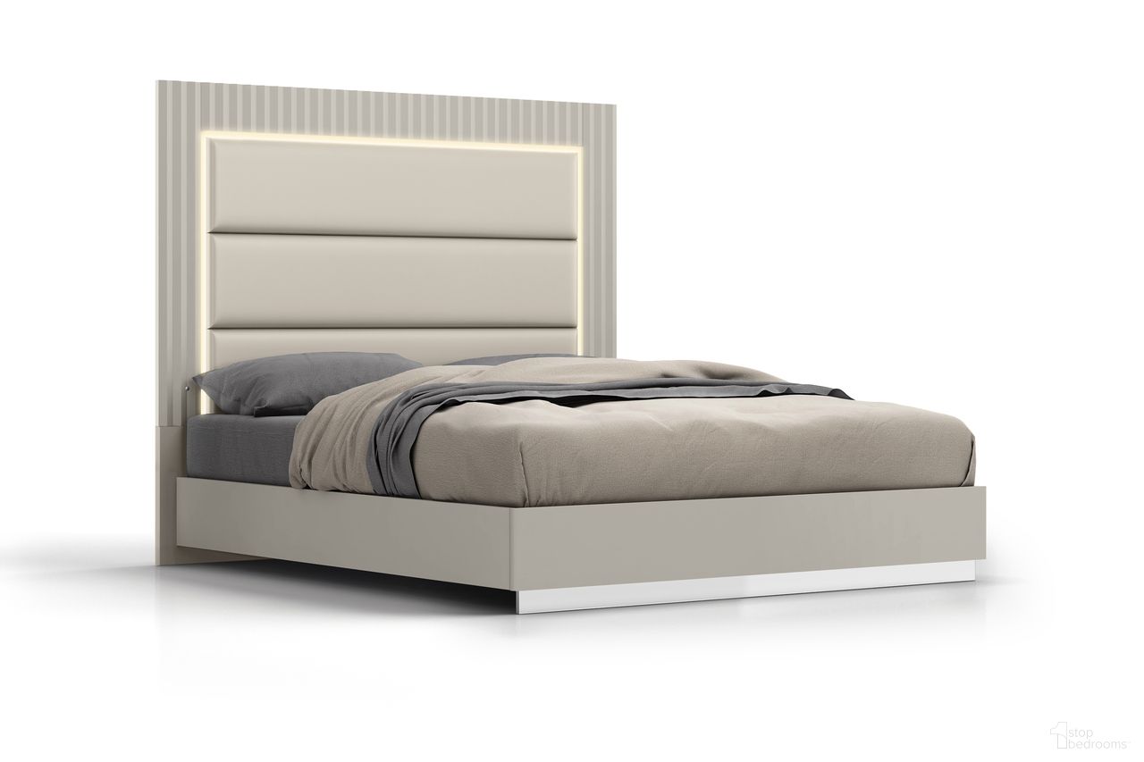 The appearance of Chloe King Upholstered Faux Leather Panel Bed with LED Light In Grey designed by Whiteline Modern Living in the modern / contemporary interior design. This grey piece of furniture  was selected by 1StopBedrooms from Chloe Collection to add a touch of cosiness and style into your home. Sku: BK1888-GRY. Bed Type: Panel Bed. Material: Faux Leather. Bed Size: King.