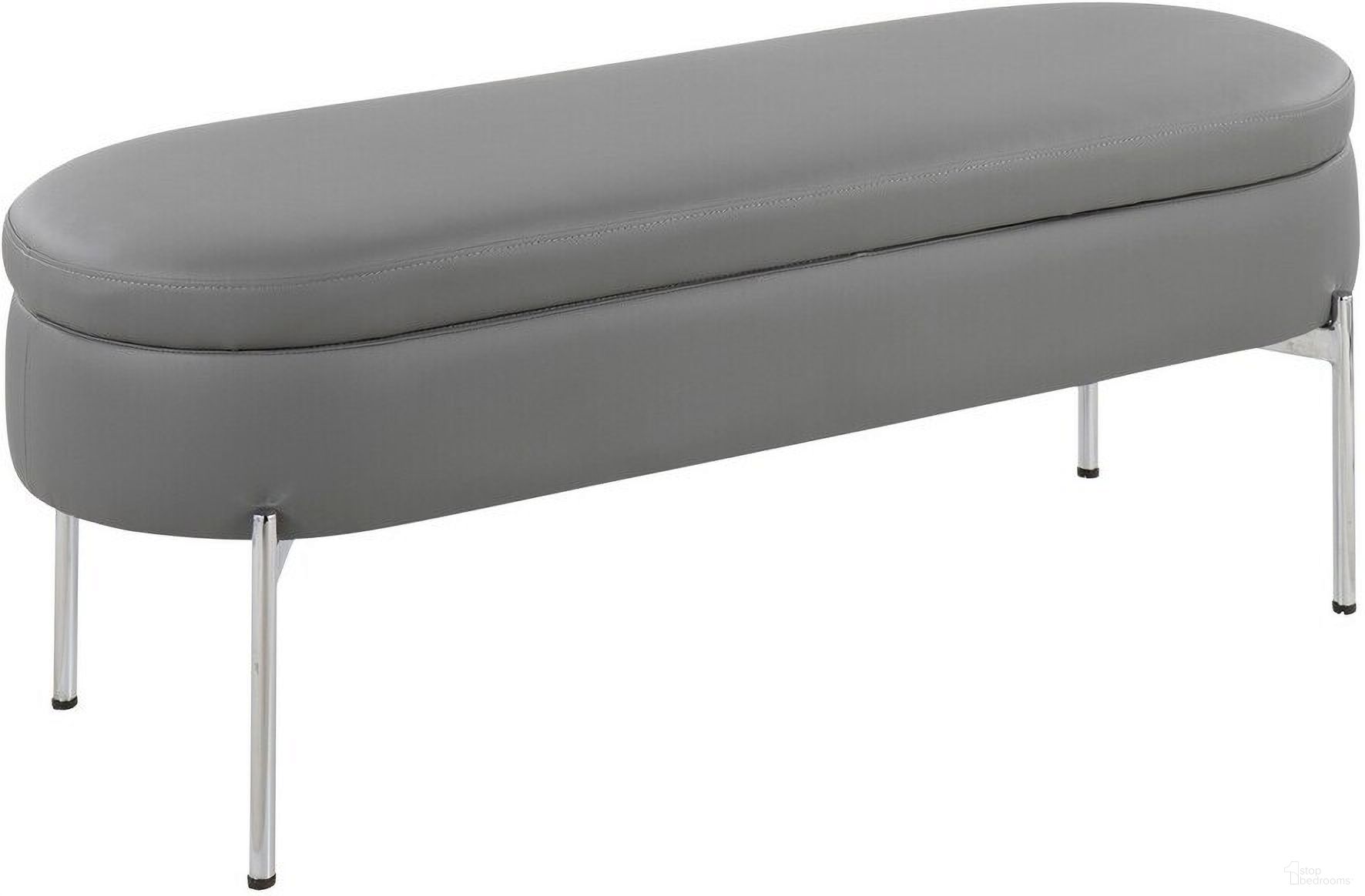The appearance of Chloe Storage Bench In Grey designed by Lumisource in the modern / contemporary interior design. This grey piece of furniture  was selected by 1StopBedrooms from Chloe Collection to add a touch of cosiness and style into your home. Sku: BC-CHLOE STOR GY. Material: Leather.