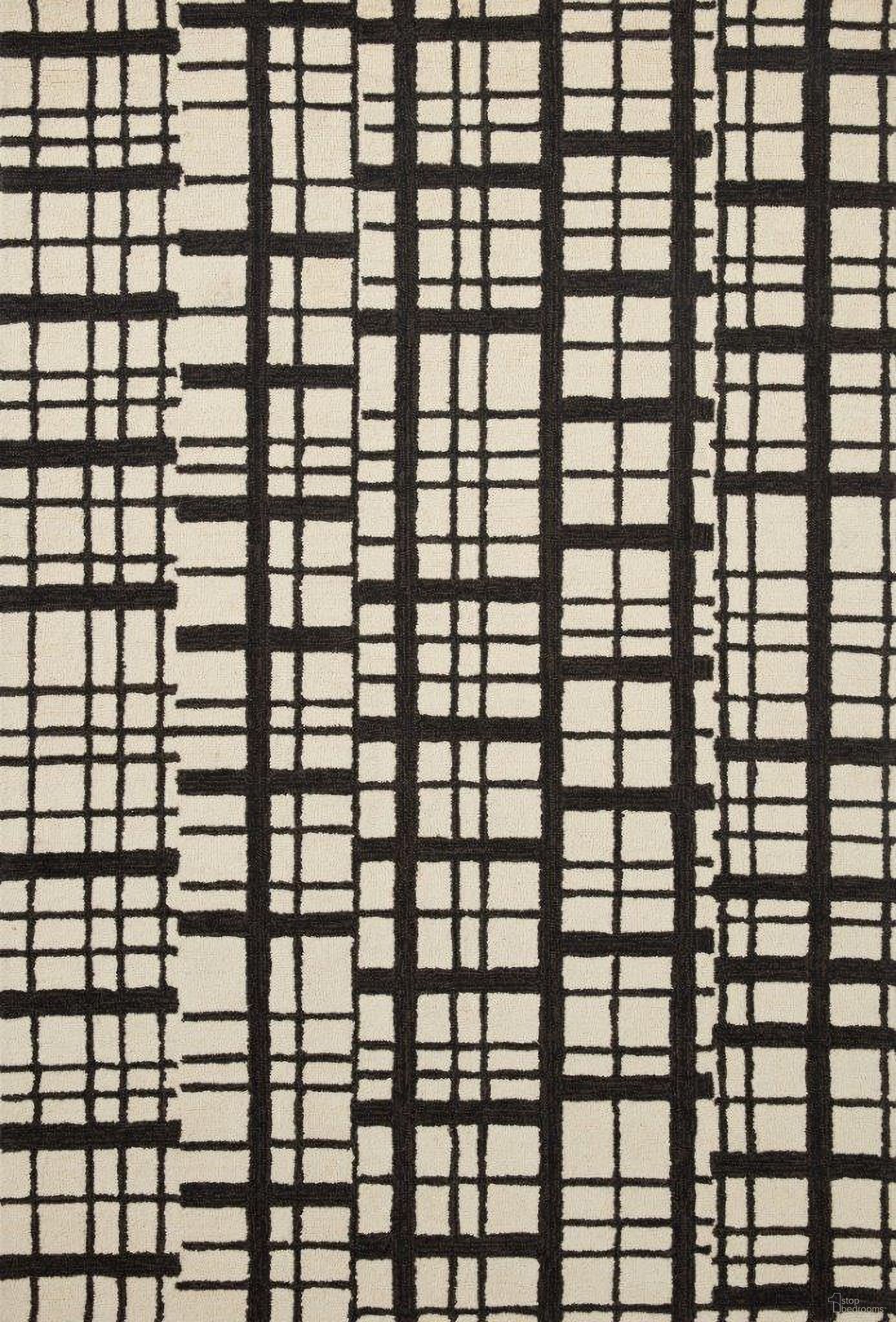 Chris Loves Julia x Loloi Polly Black and Ivory 18" x 18" Sample Rug