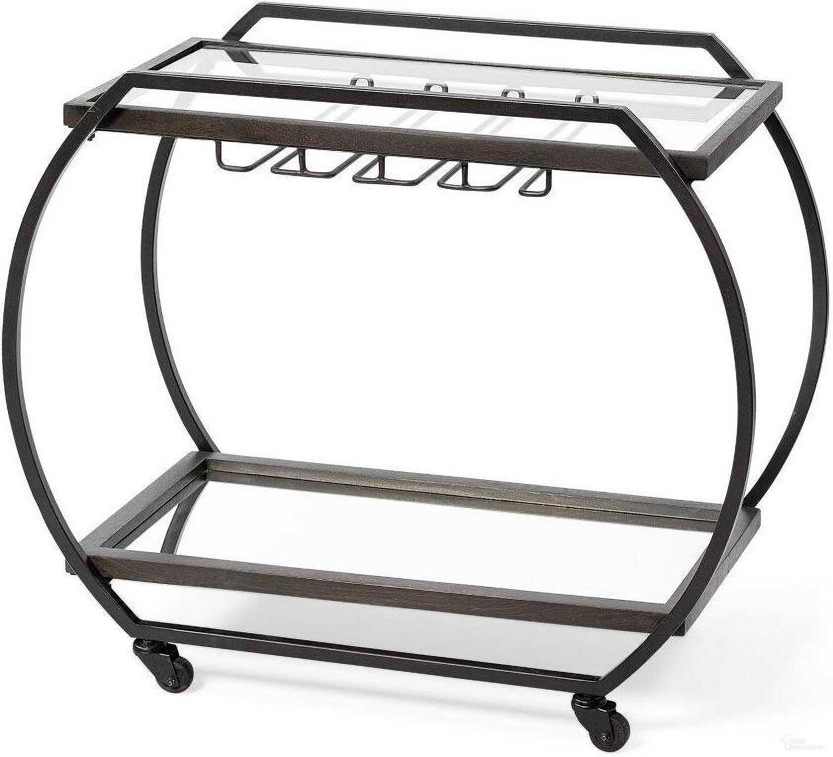 Chriselle Black Metal And Glass Two Tier Bar Cart