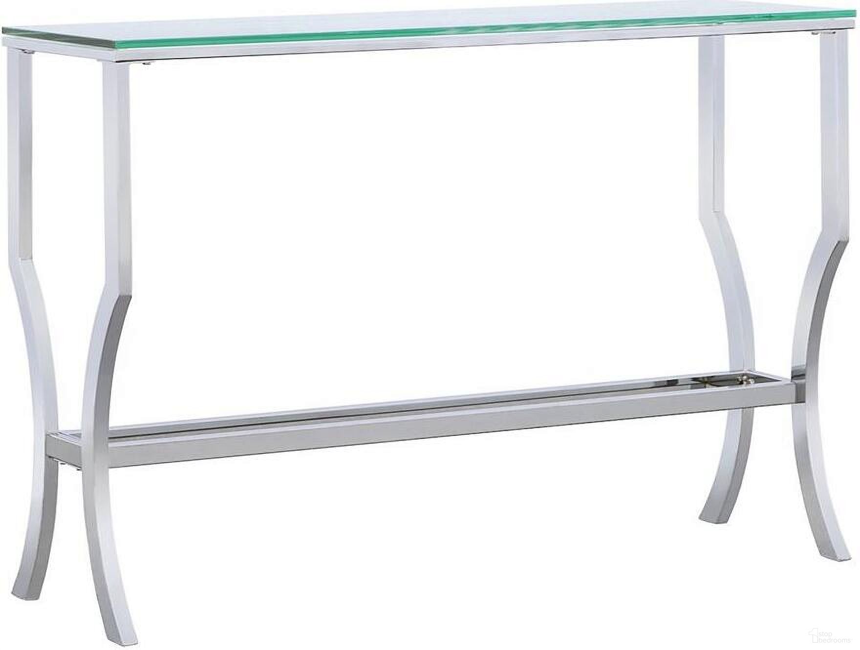 The appearance of Saide Rectangular Sofa Table with Mirrored Shelf Chrome designed by Coaster in the modern / contemporary interior design. This chrome piece of furniture  was selected by 1StopBedrooms from Saide Collection to add a touch of cosiness and style into your home. Sku: 720339. Material: Metal.