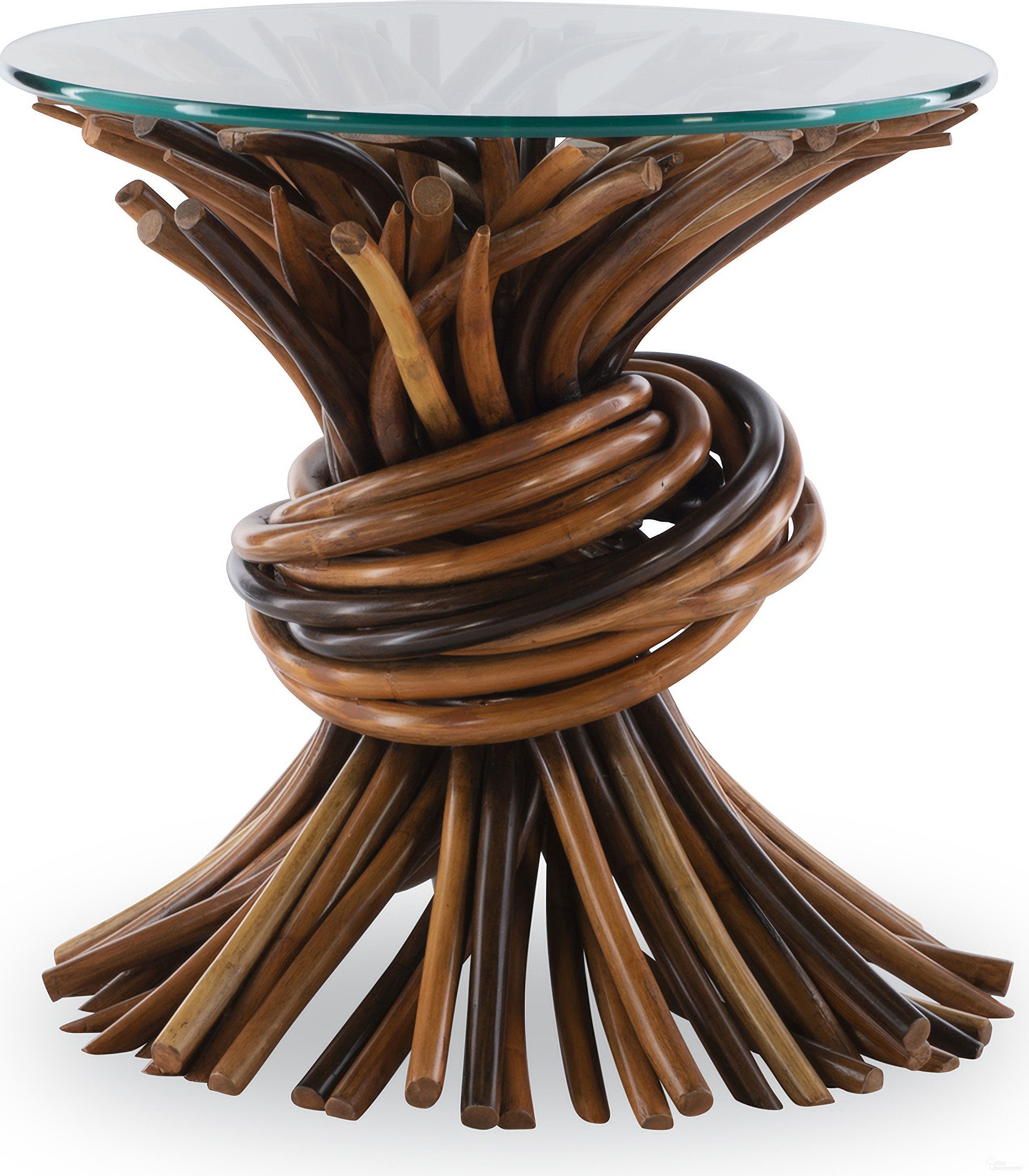 The appearance of Chronograph Knot End Table In Natural designed by Century Furniture in the transitional interior design. This natural piece of furniture was selected by 1StopBedrooms from Curate Collection to add a touch of cosiness and style into your home. Sku: CT2036B-NA;CTGLASS-24. Material: Rattan.