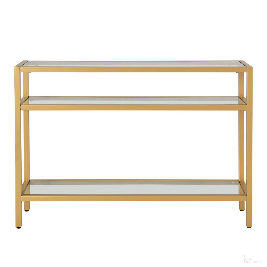 The appearance of Chrysalis 3 Tier Glass Top Console Table In Clear and Gold designed by Carolina Living in the modern / contemporary interior design. This clear/gold piece of furniture was selected by 1StopBedrooms from Chrysalis Collection to add a touch of cosiness and style into your home. Sku: CL4210G-GLD. Material: Tempered Glass.