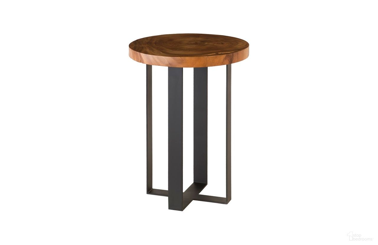 Chuleta Bar Table with Chamcha Wood Top and Metal Base In Black and Natural
