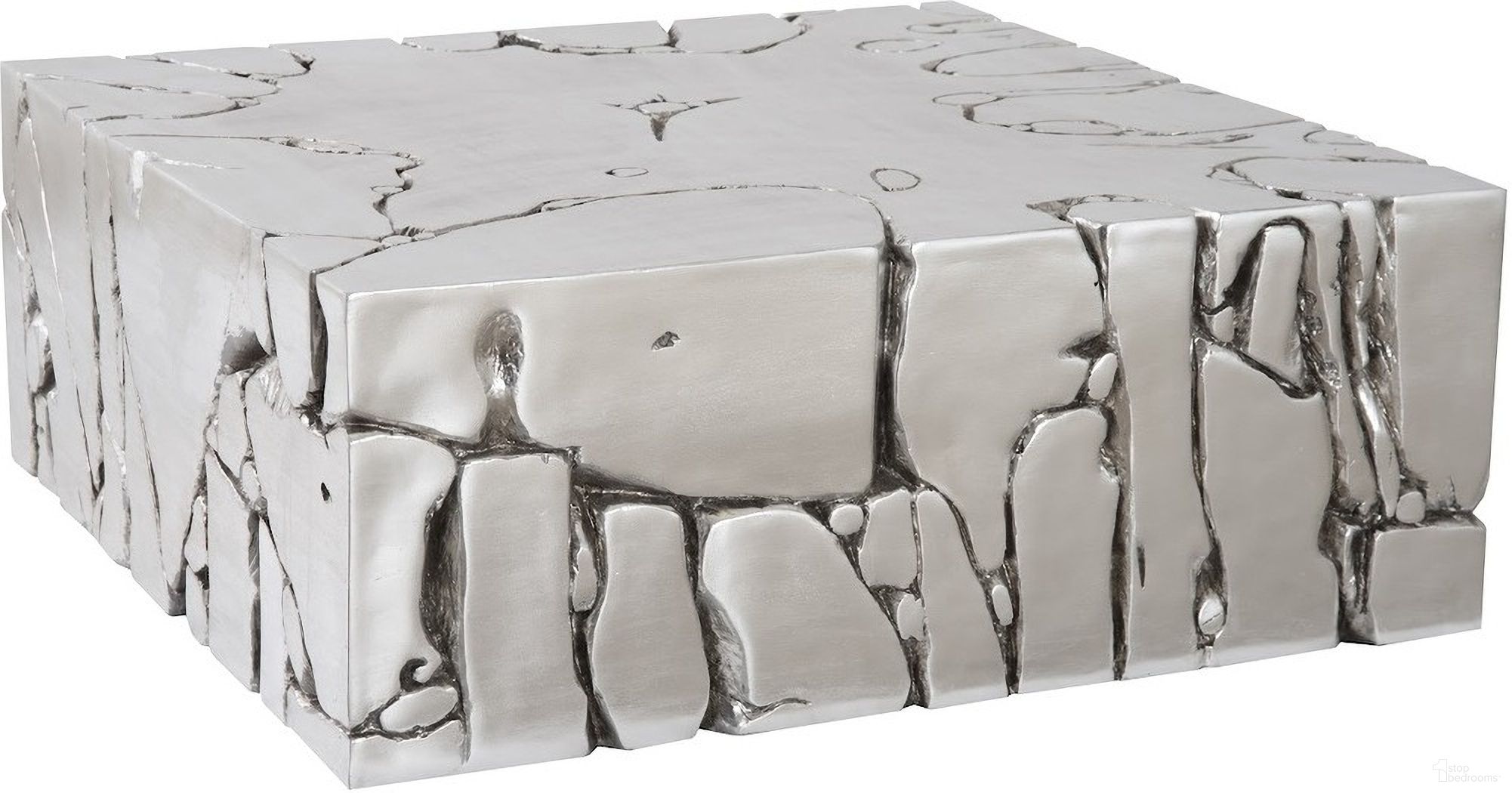 The appearance of Chunk Square Coffee Table In Silver designed by Phillips Collection in the modern / contemporary interior design. This silver piece of furniture was selected by 1StopBedrooms from to add a touch of cosiness and style into your home. Sku: PH104344. Material: Resin.