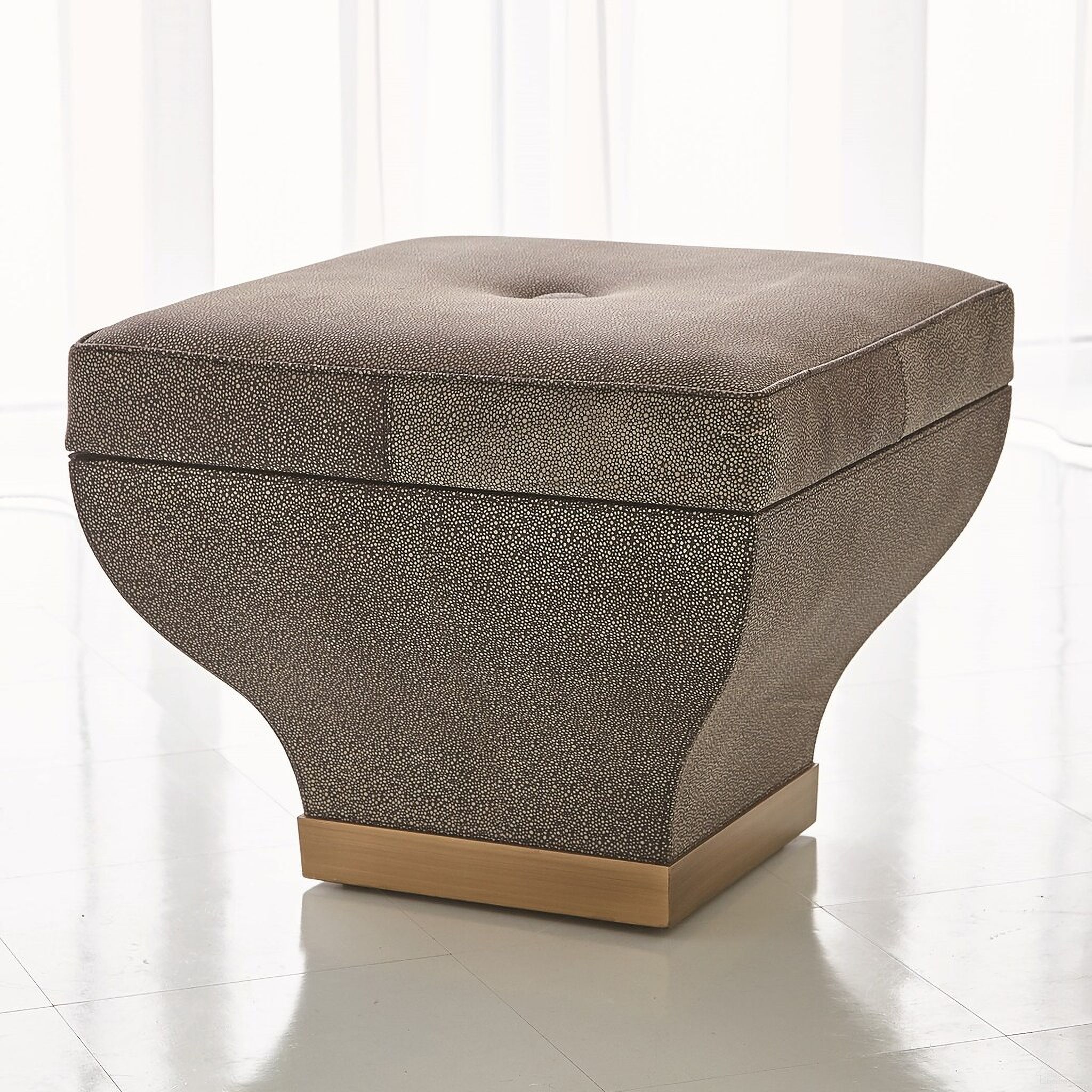 The appearance of Churchill Storage Ottoman In Gray designed by Global Views in the modern / contemporary interior design. This gray piece of furniture  was selected by 1StopBedrooms from Churchill Collection to add a touch of cosiness and style into your home. Sku: 790495. Material: Leather.