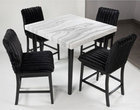 The appearance of Chyndon Square Counter Height Dining Room Set In Black and Gray designed by Signature Design by Ashley in the modern / contemporary interior design. This black and gray piece of furniture was selected by 1StopBedrooms from Chyndon Collection to add a touch of cosiness and style into your home. Sku: NCD571-13;NCD571-124. Table Top Shape: Square. Material: Marble. Size: 42" x 42".
