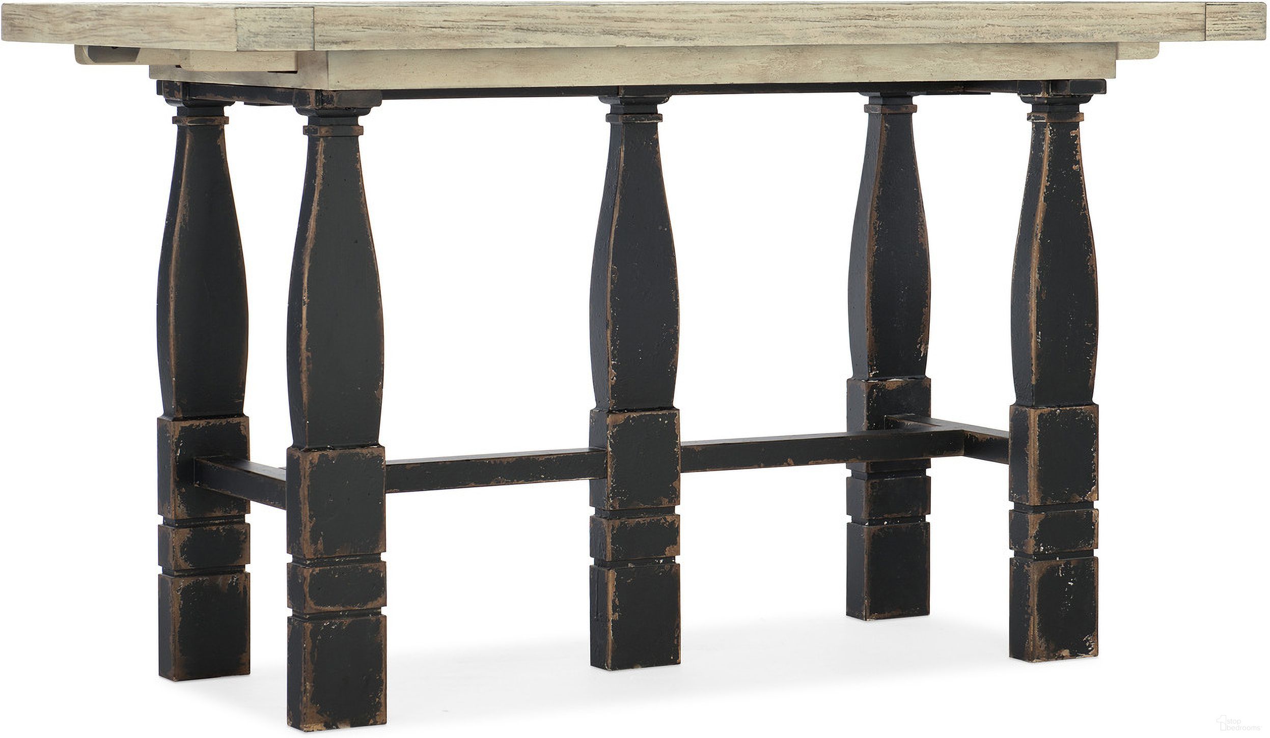 The appearance of Ciao Bella Friendship Table- Flaky White/Black designed by Hooker in the transitional interior design. This black piece of furniture was selected by 1StopBedrooms from Ciaobella Collection to add a touch of cosiness and style into your home. Sku: 5805-75206-80. Table Base Style: Trestle. Table Top Shape: Rectangular. Material: Pine. Size: 32" x 60".