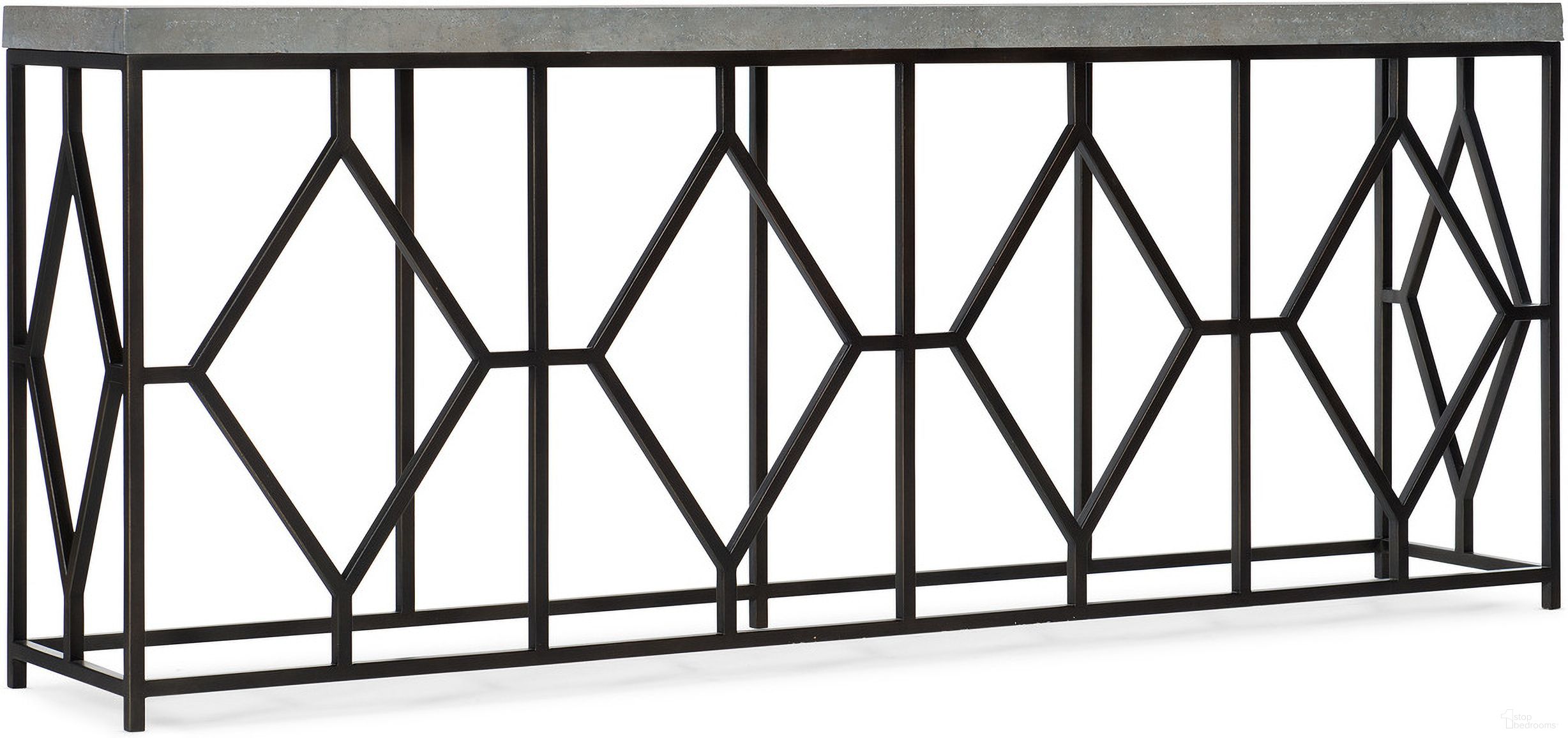 The appearance of Ciao Bella Metal and Concrete Console Table designed by Hooker in the transitional interior design. This gray piece of furniture was selected by 1StopBedrooms from Ciaobella Collection to add a touch of cosiness and style into your home. Sku: 5805-85002-00. Material: Metal.