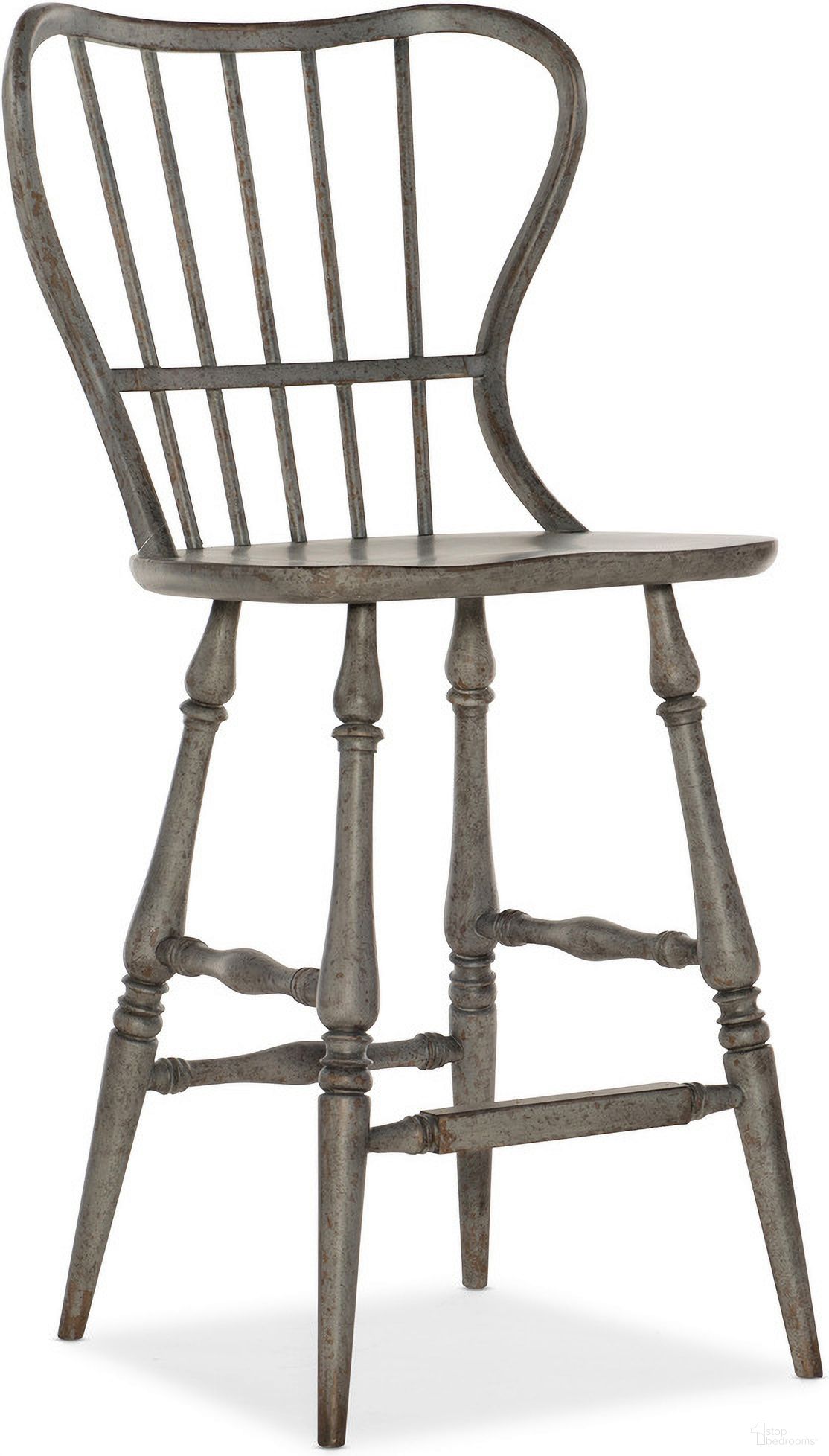 Ciao Bella Spindle Back Bar Stool-Speckled Gray