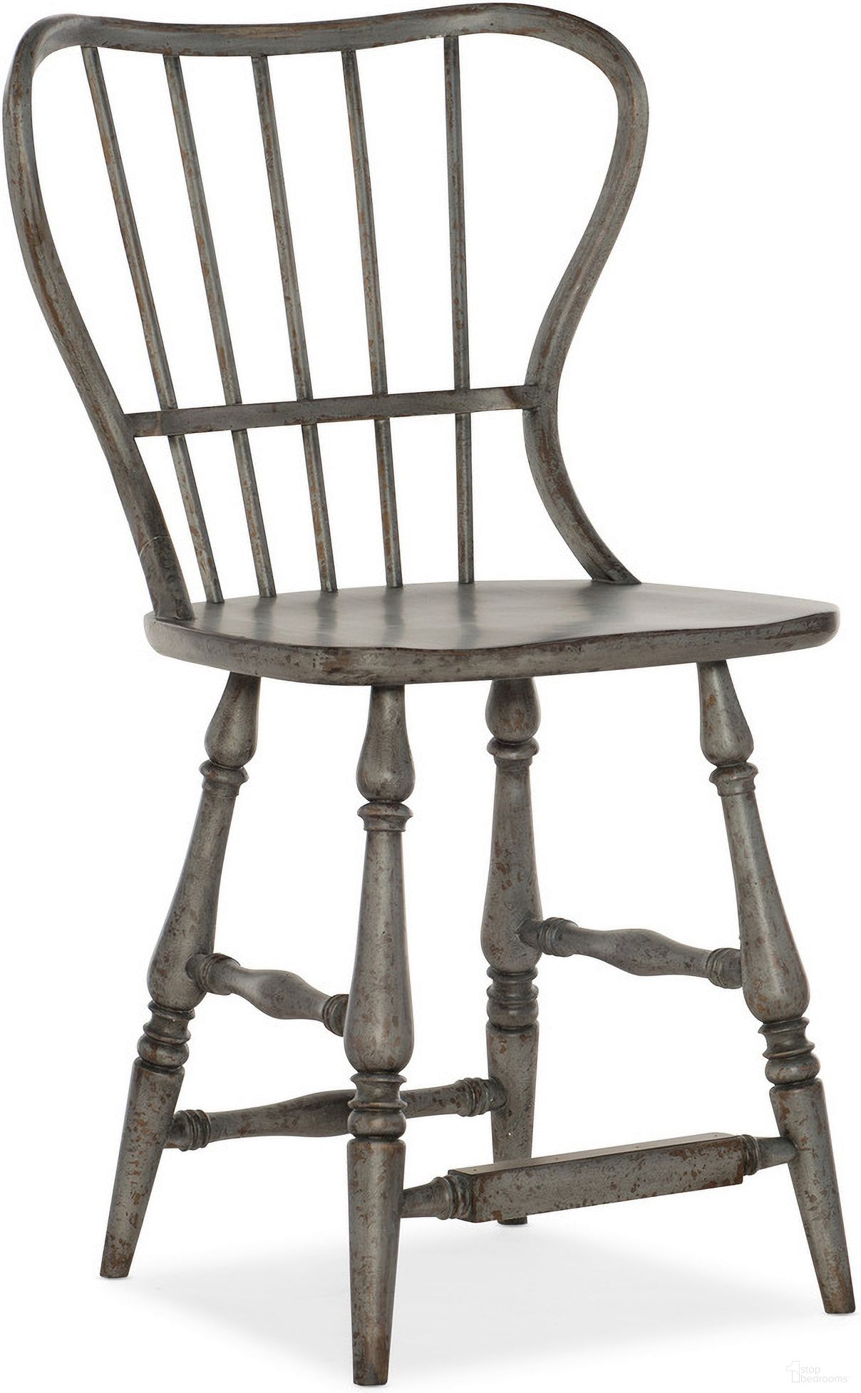 The appearance of Ciao Bella Spindle Back Counter Stool-Speckled Gray designed by Hooker in the transitional interior design. This gray piece of furniture was selected by 1StopBedrooms from Ciaobella Collection to add a touch of cosiness and style into your home. Sku: 5805-75351-96. Material: Hardwood.