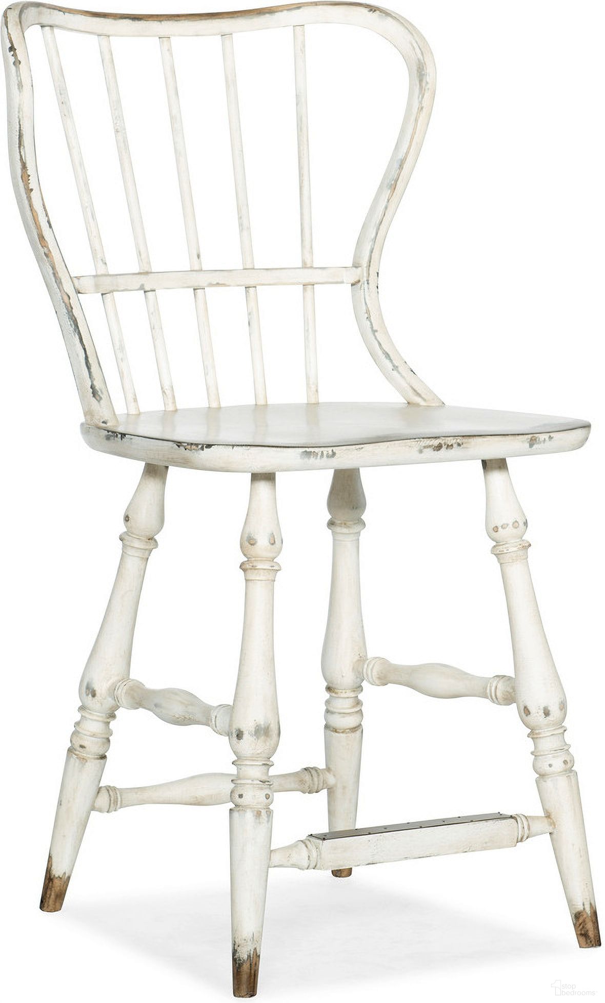 The appearance of Ciao Bella Spindle Back Counter Stool-White designed by Hooker in the transitional interior design. This white piece of furniture was selected by 1StopBedrooms from Ciaobella Collection to add a touch of cosiness and style into your home. Sku: 5805-75351-02. Material: Hardwood.