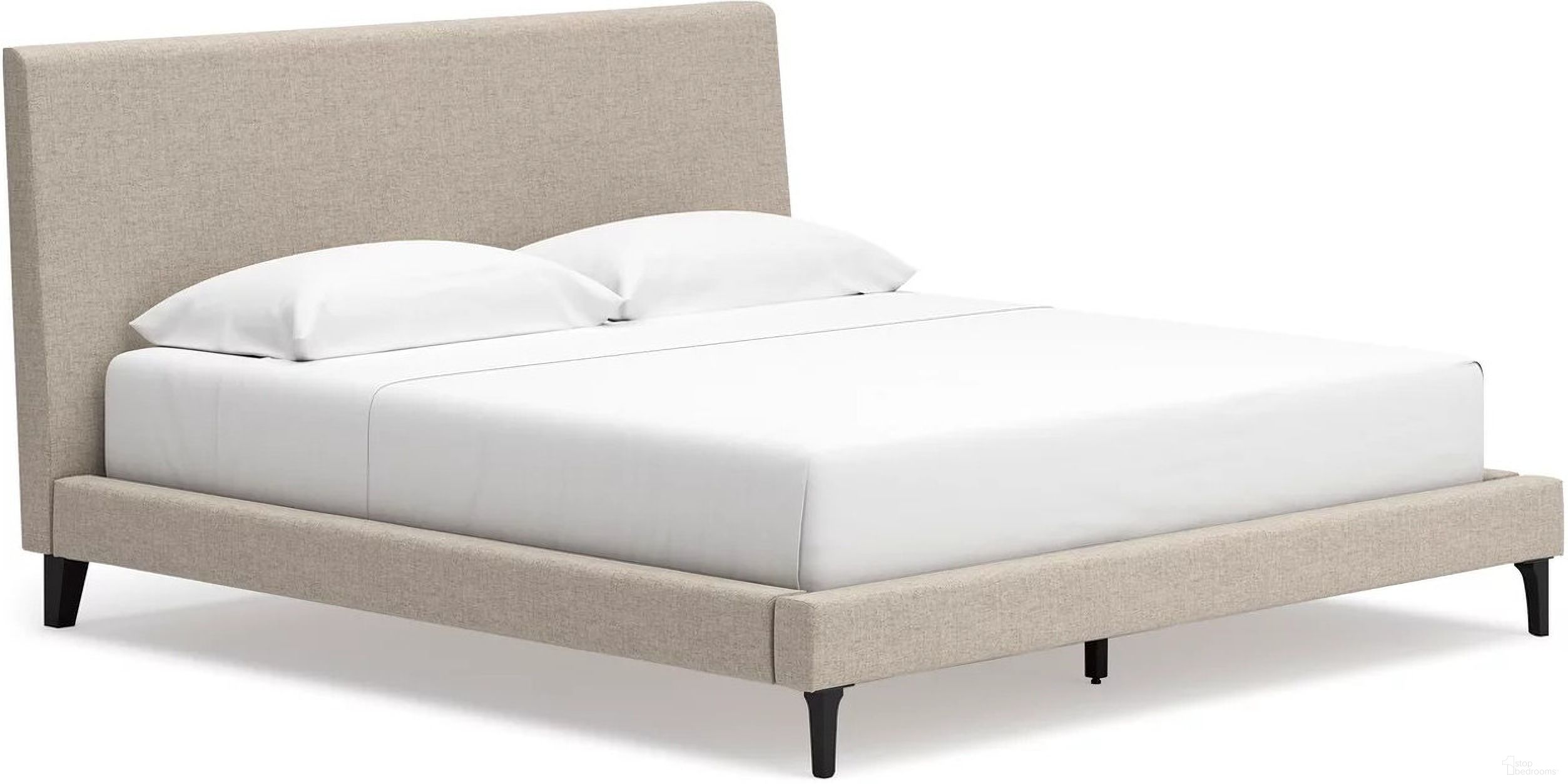 The appearance of Cielden King Upholstered Bed with Roll Slats In Gray designed by Signature Design by Ashley in the modern / contemporary interior design. This soft grey piece of furniture  was selected by 1StopBedrooms from Cielden Collection to add a touch of cosiness and style into your home. Sku: B1199-82. Material: Fabric. Bed Size: King. Bed Type: Upholstered Bed.