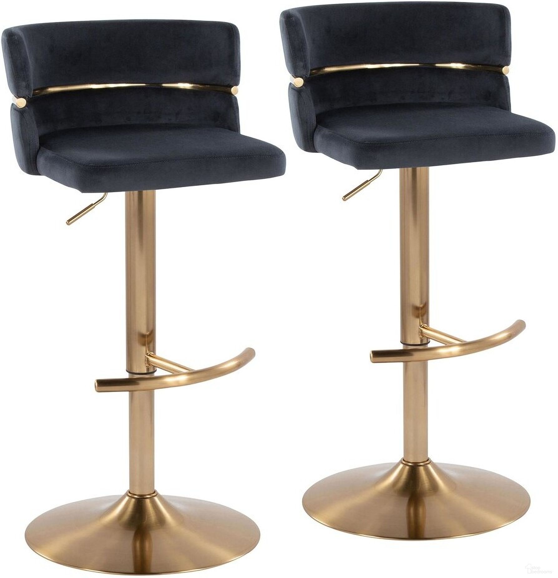 The appearance of Cinch Adjustable Barstool Set of 2 In Black and Gold designed by Lumisource in the glam interior design. This black piece of furniture was selected by 1StopBedrooms from Cinch Collection to add a touch of cosiness and style into your home. Sku: BS-CINCHV-RNT2 AUAUBK2. Material: Metal.