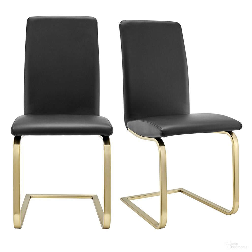 The appearance of Cinzia Side Chair Set of 2 In Black and Matte Brushed Gold designed by Euro Style in the modern / contemporary interior design. This black/matte brushed gold piece of furniture was selected by 1StopBedrooms from Cinzia Collection to add a touch of cosiness and style into your home. Sku: 05090BLKMBG. Material: Leather. Chair Type: Side Chair.