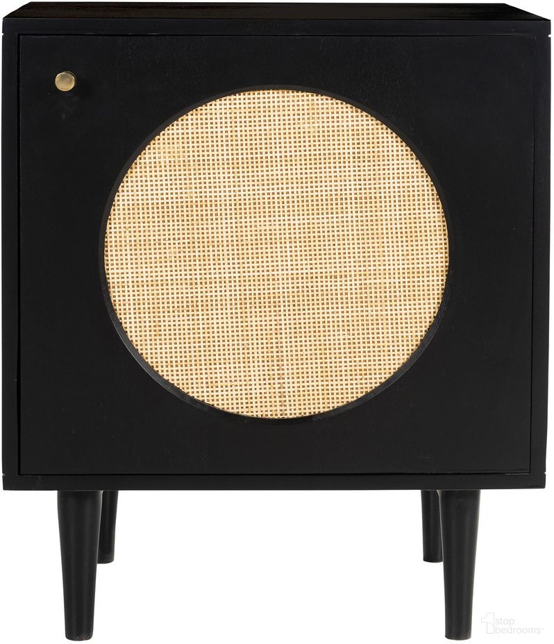The appearance of Circle One Door Nightstand with Natural Cane In Black designed by Aeon in the modern / contemporary interior design. This black and natural piece of furniture was selected by 1StopBedrooms from Circle Collection to add a touch of cosiness and style into your home. Sku: AESP-15561-Black. Material: Wood.