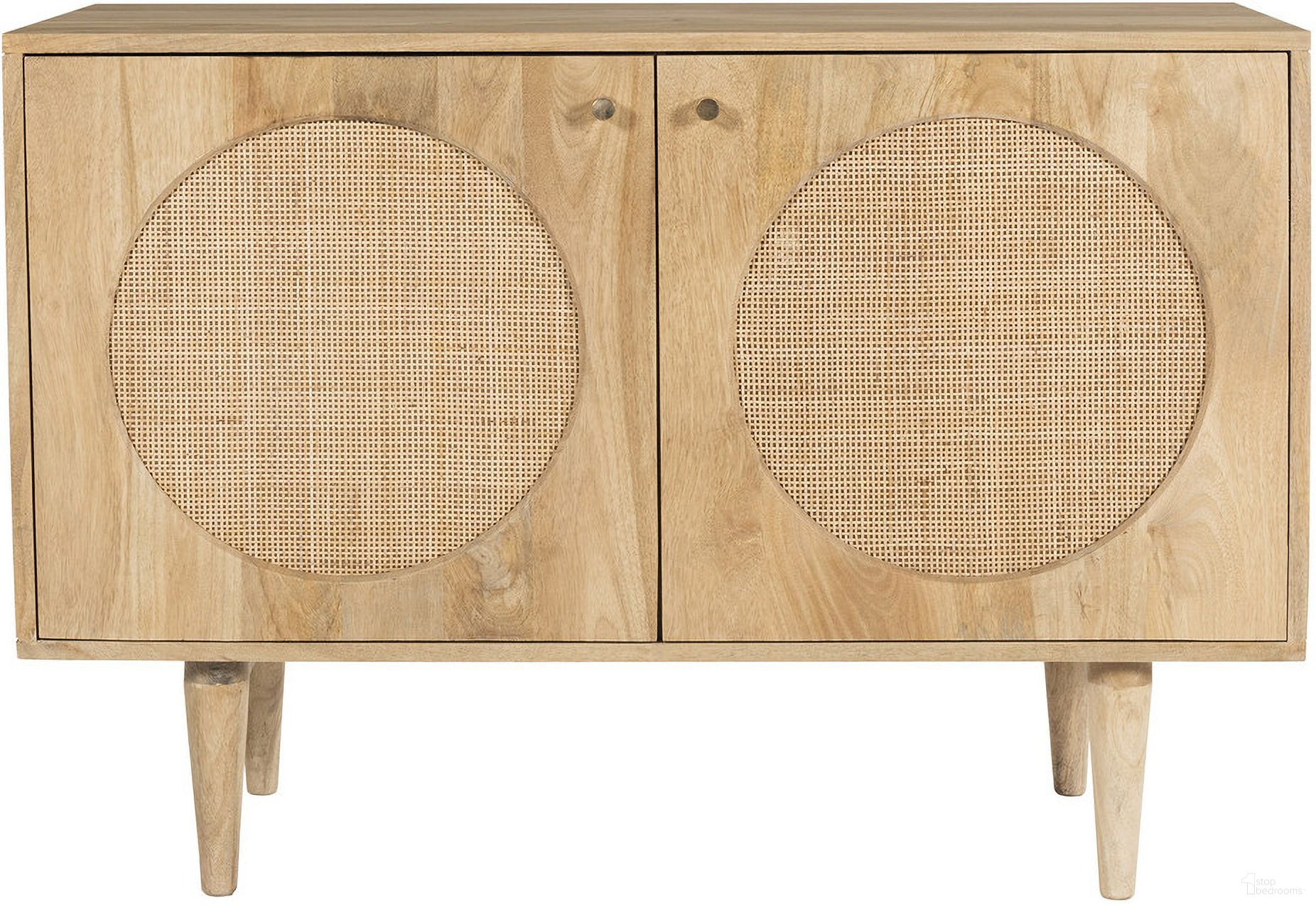 The appearance of Circle Solid Wood Two-Door Cabinet In Natural designed by Aeon in the modern / contemporary interior design. This natural piece of furniture was selected by 1StopBedrooms from Circle Collection to add a touch of cosiness and style into your home. Sku: AESP-15142-Natural. Material: Wood.