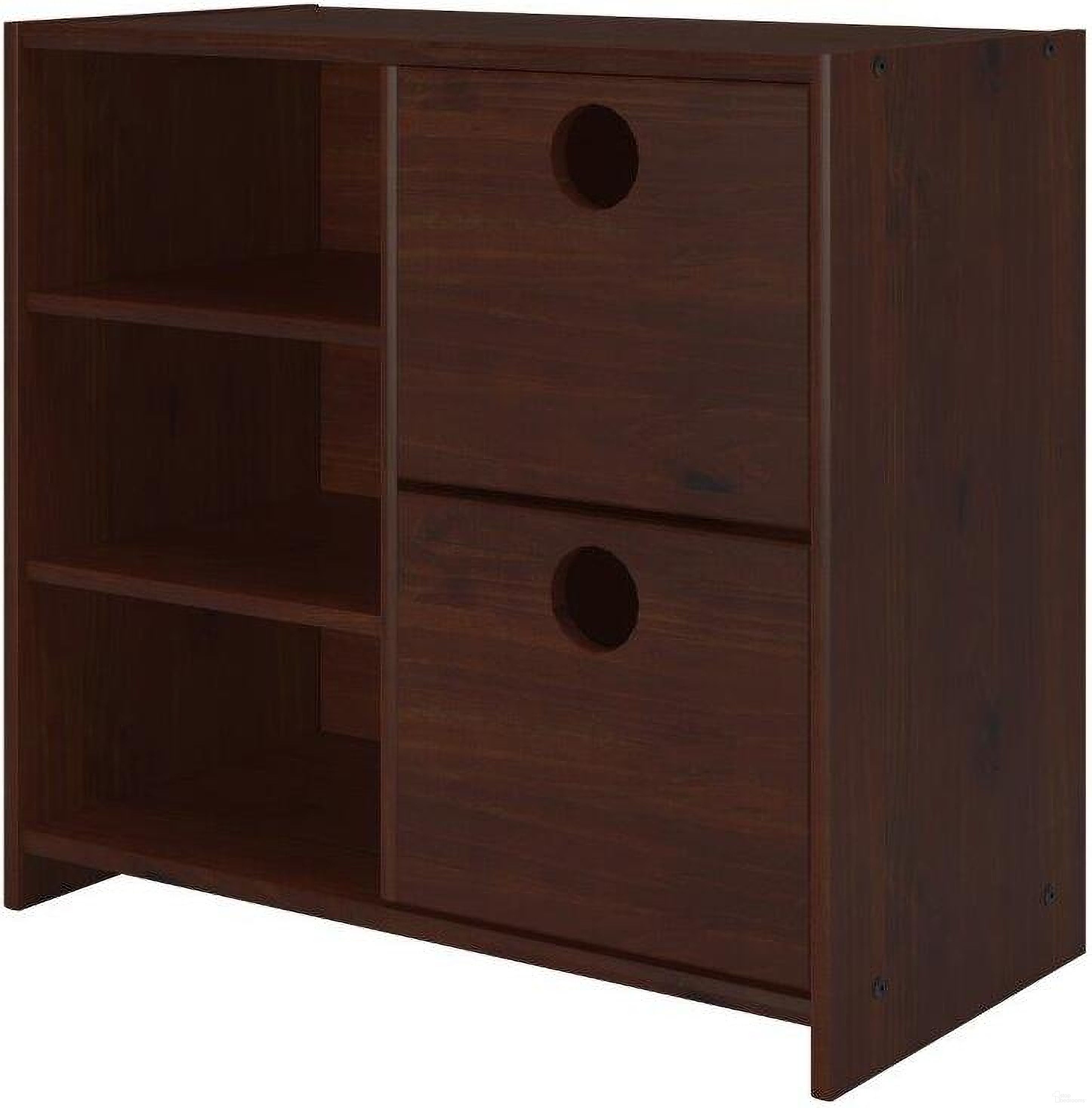 Circles Low Loft 2 Drawer Chest With Shelves Cappuccino