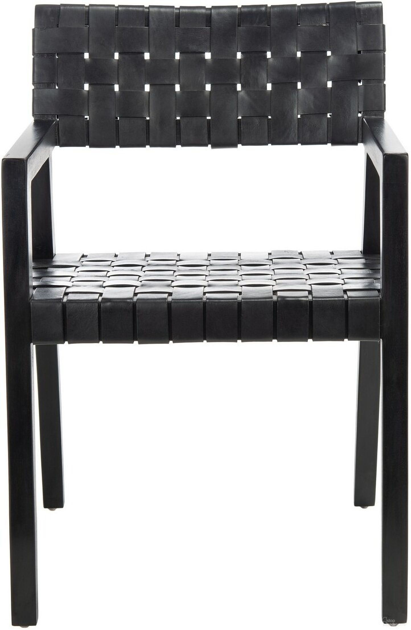 The appearance of Cire Leather Dining Chair in Black designed by Safavieh in the modern / contemporary interior design. This black piece of furniture  was selected by 1StopBedrooms from Cire Collection to add a touch of cosiness and style into your home. Sku: DCH4004A. Material: Wood. Chair Type: Arm Chair.