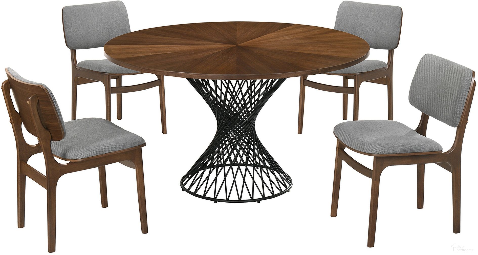 The appearance of Cirque and Lima 5-Piece Walnut Round Dining Set designed by Armen Living in the transitional interior design. This walnut piece of furniture was selected by 1StopBedrooms from Cirque Collection to add a touch of cosiness and style into your home. Sku: LCCQDIWABX1;LCCQDIWABX2;LCLMSIGRWA;LCLMSIGRWA. Material: MDF.