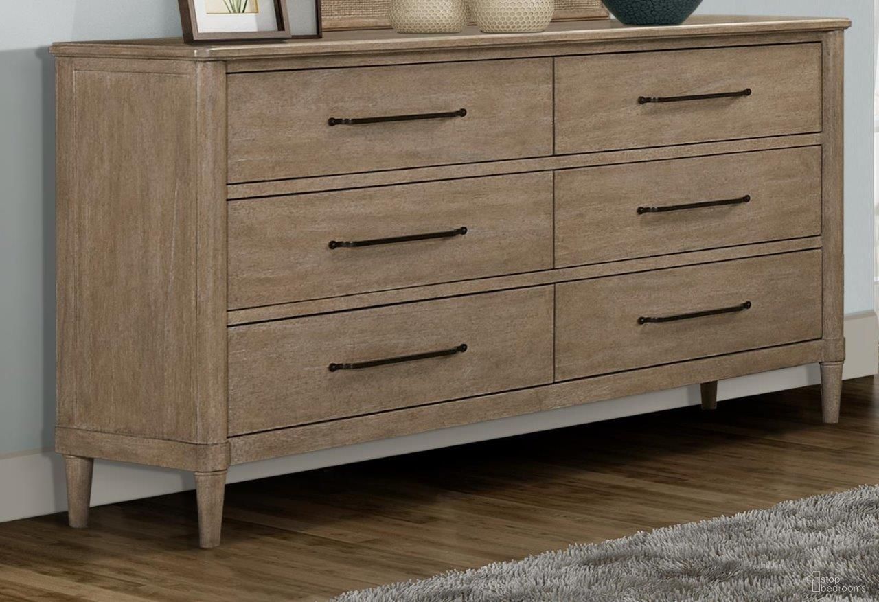 The appearance of Wilmington Casual Dresser In Sand designed by Bernell in the transitional interior design. This sand piece of furniture  was selected by 1StopBedrooms from Wilmington Collection to add a touch of cosiness and style into your home. Sku: 338-130. Material: Rubberwood.