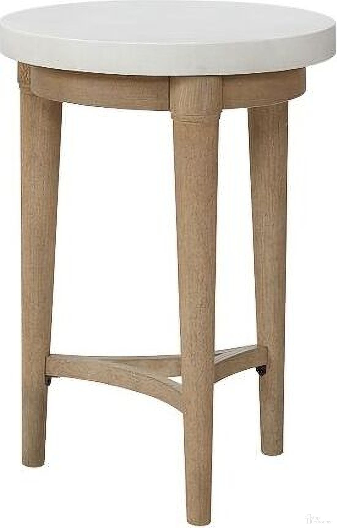 The appearance of Wilmington Chairside Table with Cement Top In Sand designed by Bernell in the transitional interior design. This sand piece of furniture  was selected by 1StopBedrooms from Wilmington Collection to add a touch of cosiness and style into your home. Sku: 338-003. Material: Rubberwood.