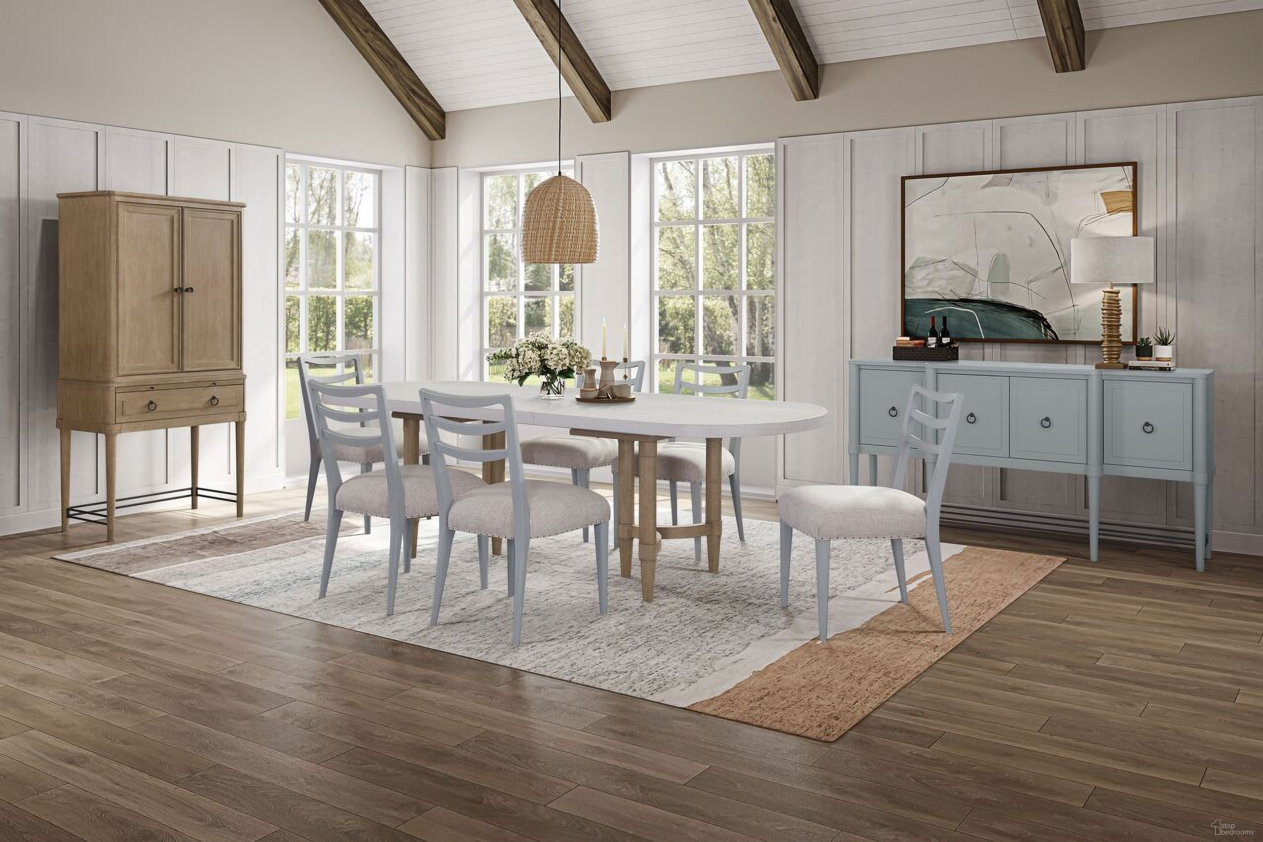 The appearance of Wilmington Dining Room Set In Sand designed by Bernell in the transitional interior design. This sand piece of furniture was selected by 1StopBedrooms from Wilmington Collection to add a touch of cosiness and style into your home. Sku: 338-502;338-511. Table Base Style: Trestle. Material: Rubberwood. Size: 42" x 98".
