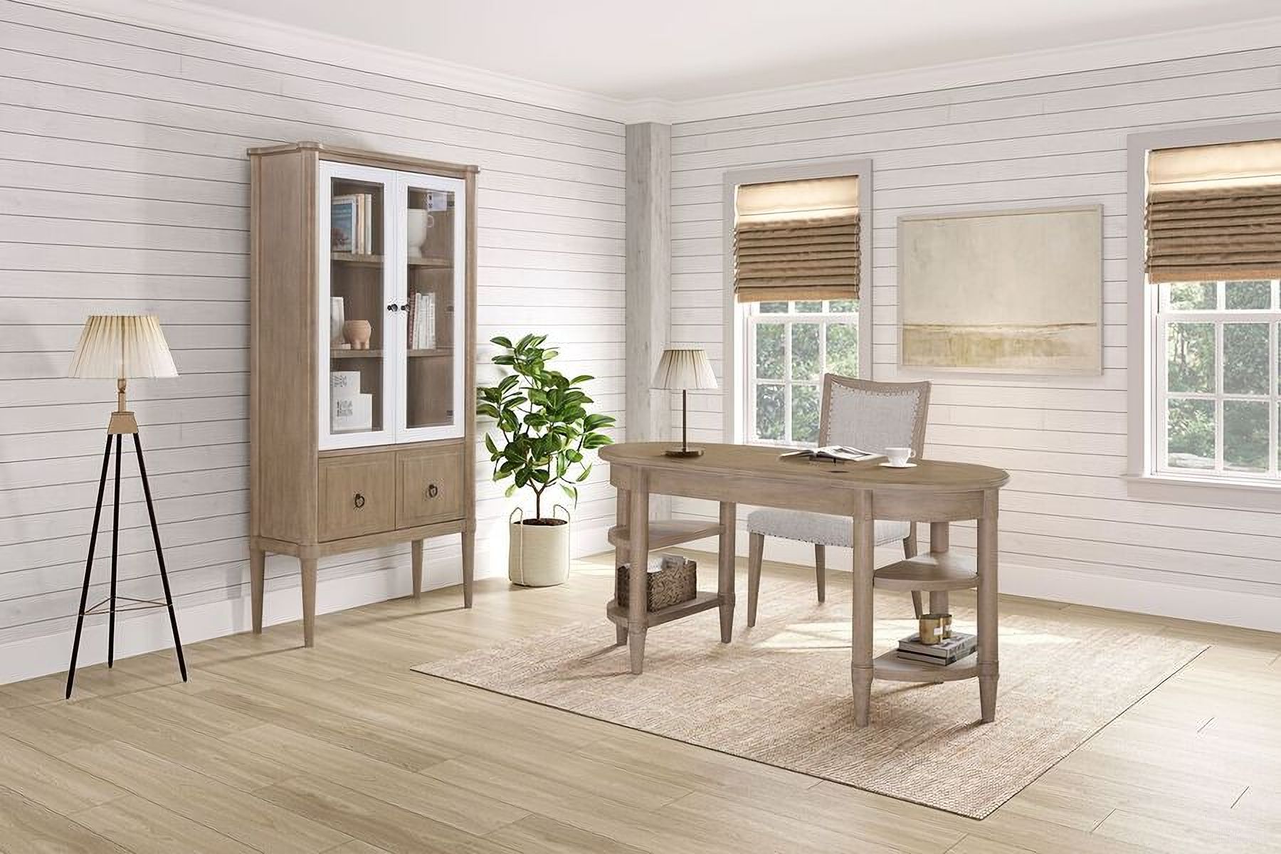 The appearance of Wilmington Home Office Set In Sand designed by Bernell in the transitional interior design. This sand piece of furniture  was selected by 1StopBedrooms from Wilmington Collection to add a touch of cosiness and style into your home. Sku: 338-718;338-514. Material: Rubberwood.