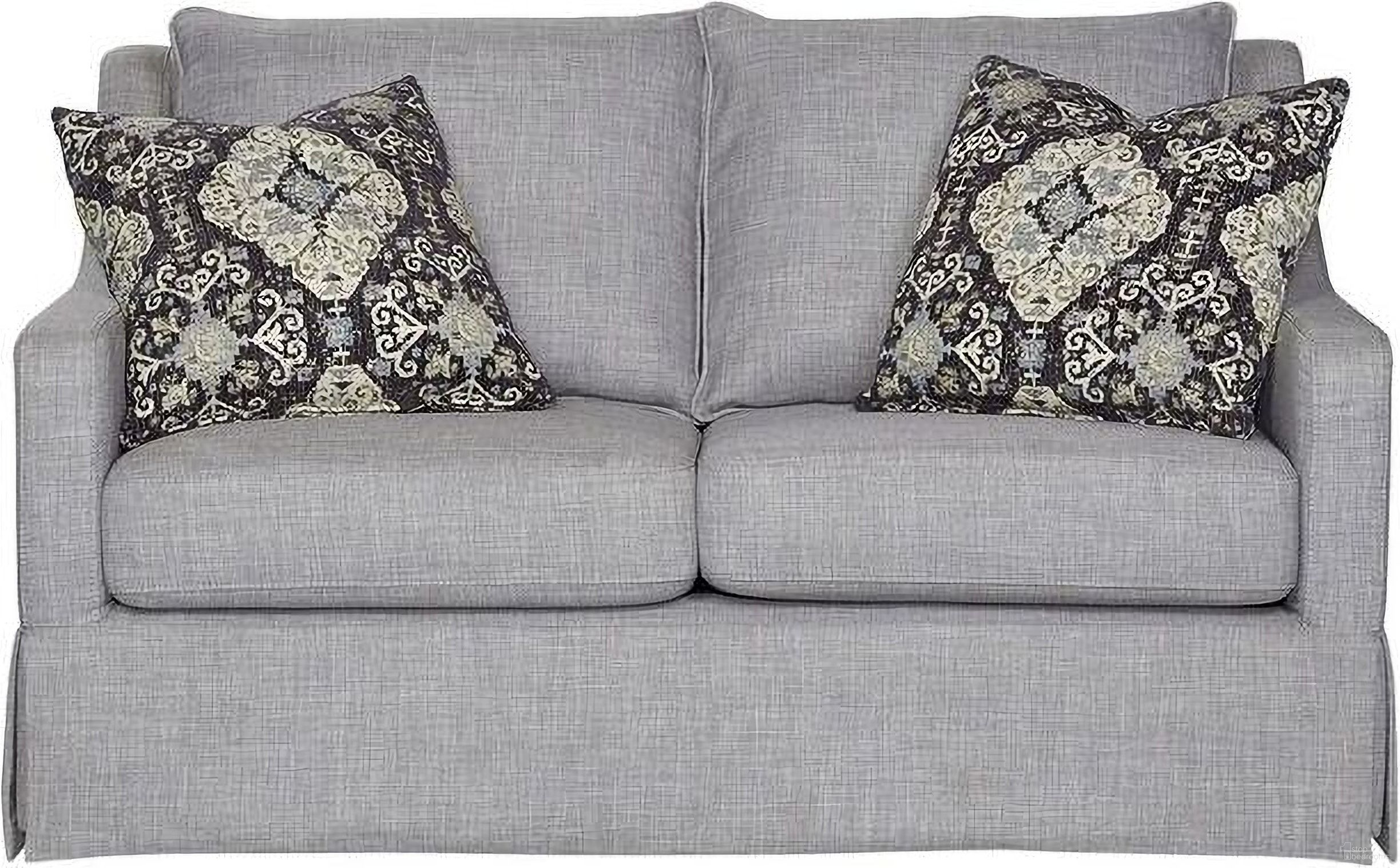 The appearance of Wilmington Loveseat with 2 Pillows In Gray designed by Bernell in the transitional interior design. This gray piece of furniture was selected by 1StopBedrooms from Wilmington Collection to add a touch of cosiness and style into your home. Sku: 338-902LS. Material: Foam.