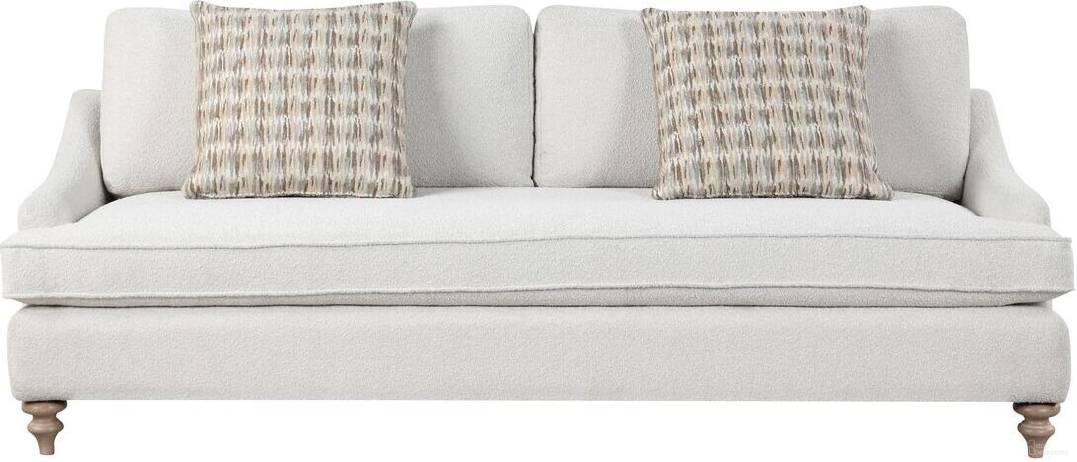 The appearance of Wilmington 89 Inch Sofa with 2 Pillows In Cream designed by Bernell in the transitional interior design. This cream piece of furniture was selected by 1StopBedrooms from Wilmington Collection to add a touch of cosiness and style into your home. Sku: 338-900S. Material: Foam.