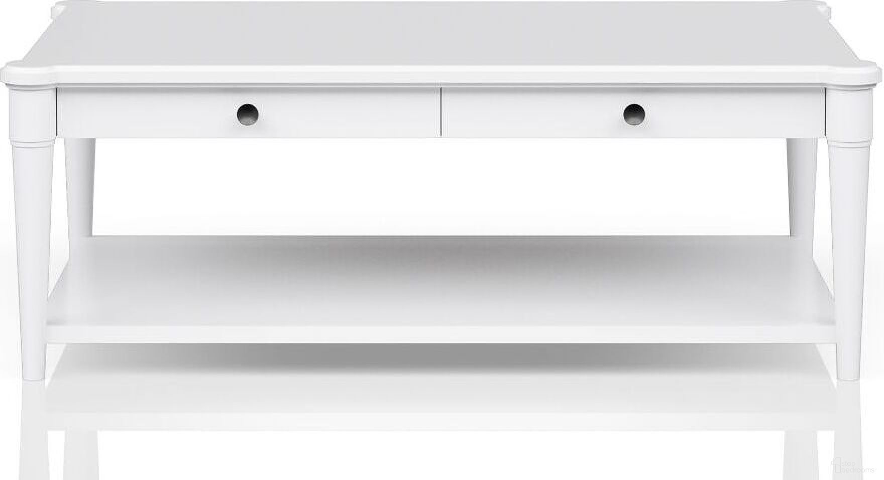 Wilmington Wood Top Cocktail Table with Casters In White