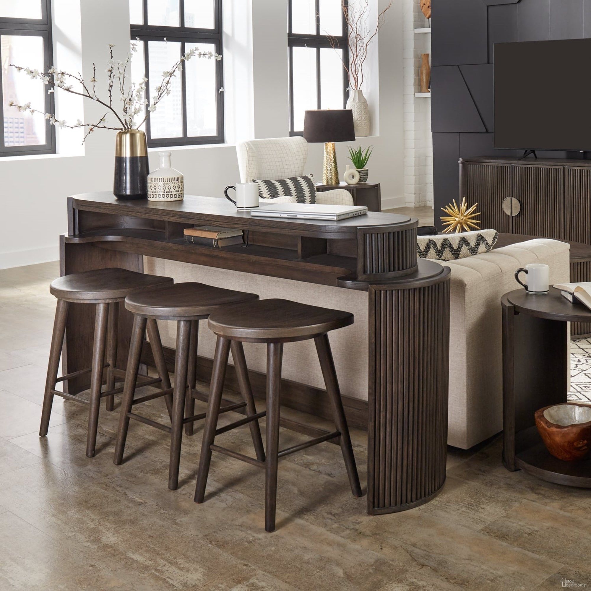 The appearance of City View Home Bar Set In Brown designed by Liberty in the modern / contemporary interior design. This brown piece of furniture was selected by 1StopBedrooms from City View Collection to add a touch of cosiness and style into your home. Sku: 145-OT7837;145-OT9000. Material: Rubberwood.