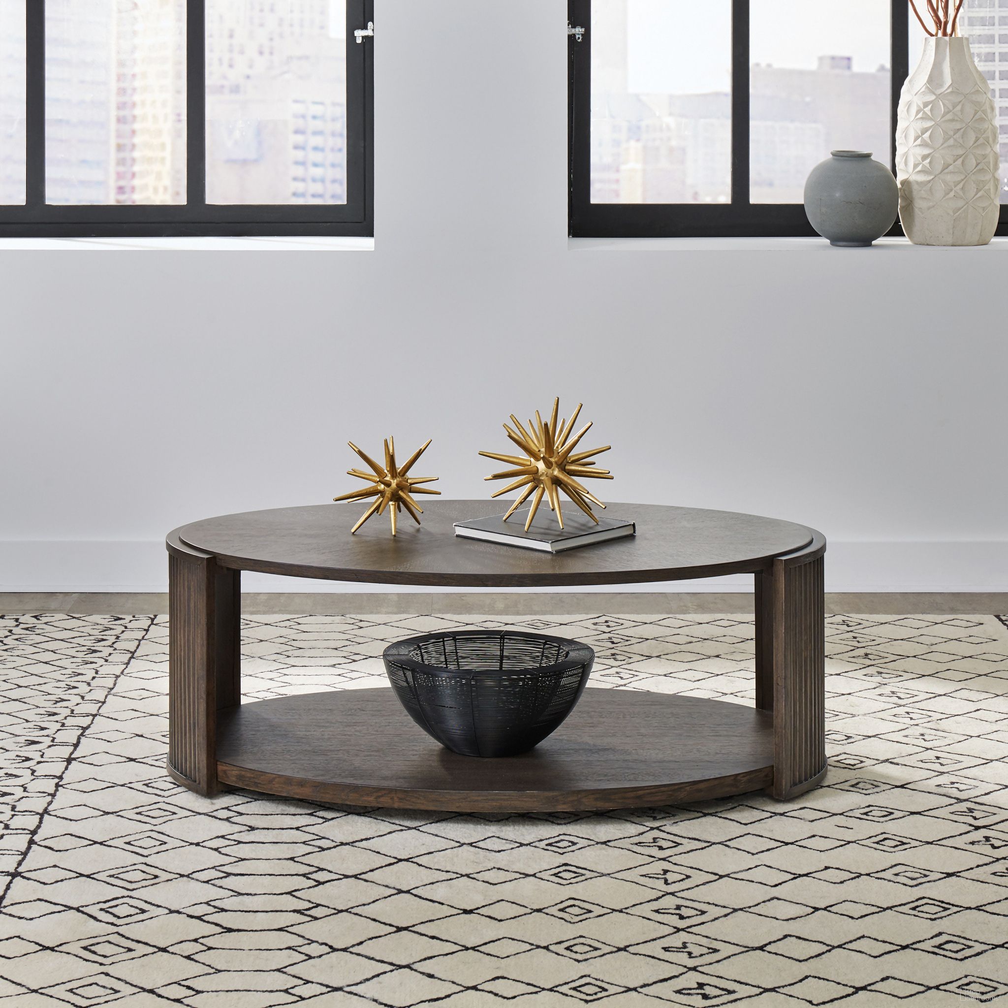 City View Oval Cocktail Table In Brown