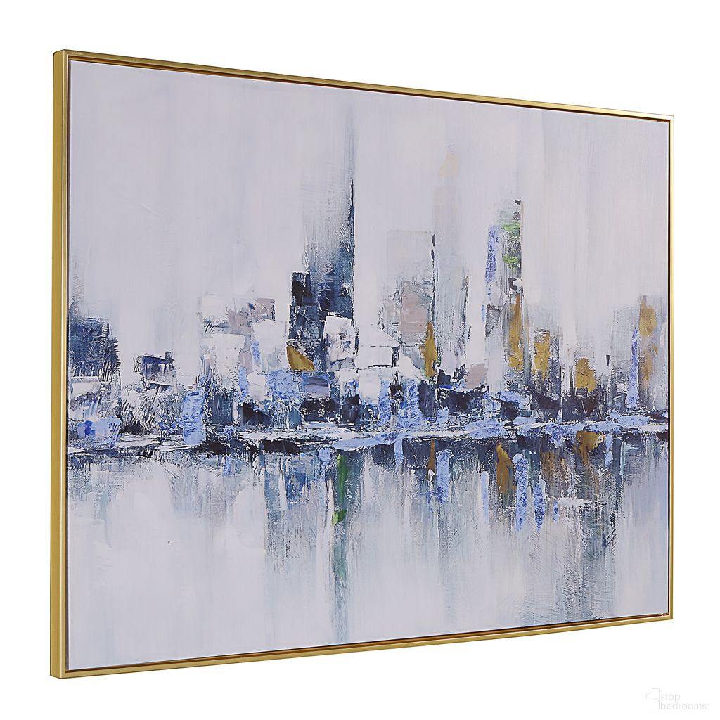 Cityscape Abstract Small Wall Art In Gold Frame