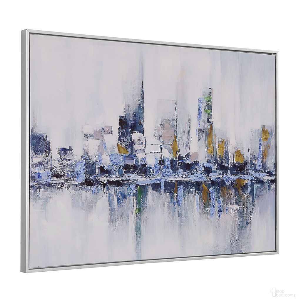 Cityscape Abstract Small Wall Art In Silver Frame