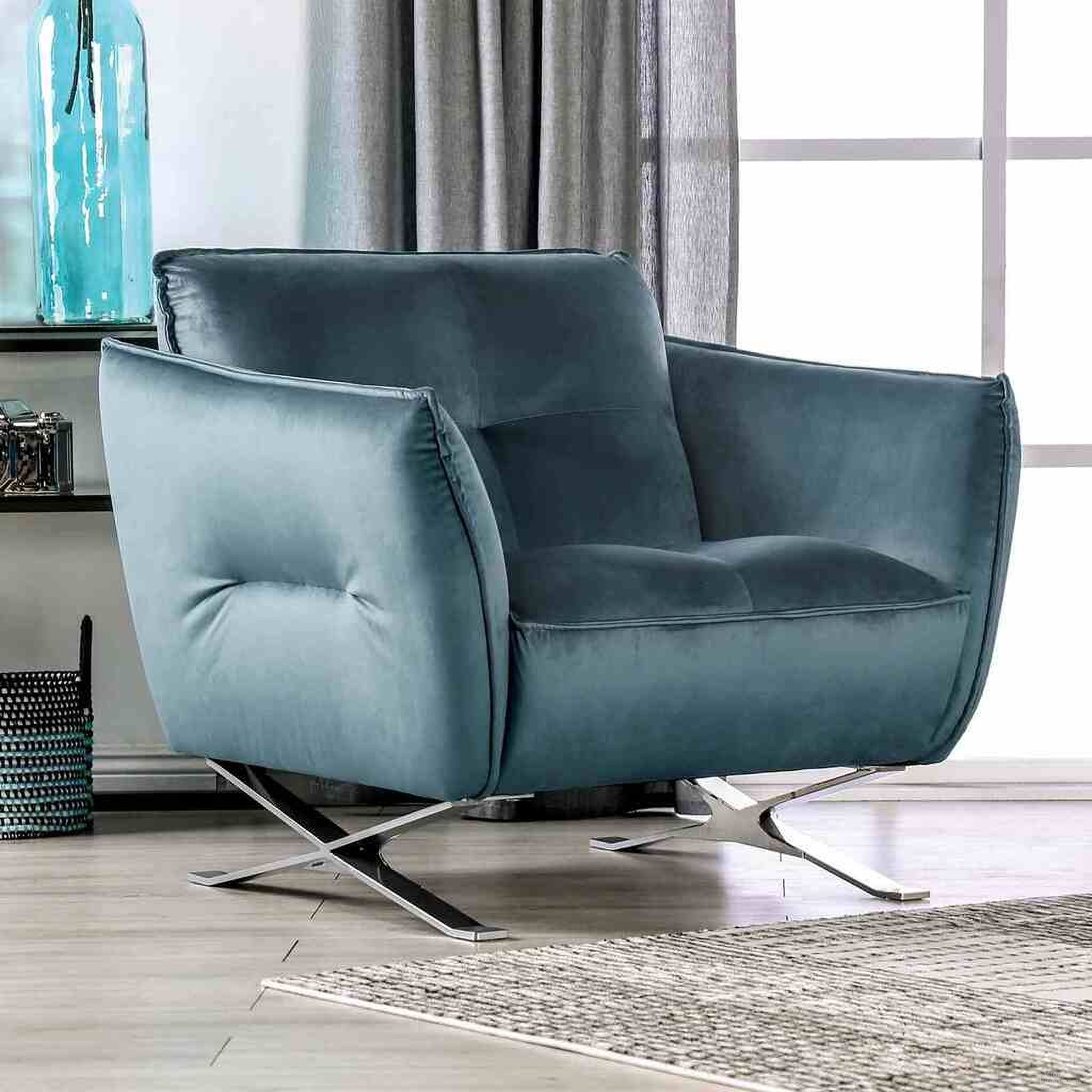 The appearance of Civellutino Chair In Teal designed by Furniture of America in the modern / contemporary interior design. This teal piece of furniture was selected by 1StopBedrooms from Civellutino Collection to add a touch of cosiness and style into your home. Sku: FM90004-LEG-2;FM90004TL-CH-1. Material: Velvet.