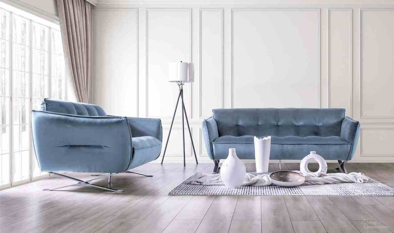 The appearance of Civellutino Living Room Set In Light Blue designed by Furniture of America in the modern / contemporary interior design. This light blue piece of furniture  was selected by 1StopBedrooms from Civellutino Collection to add a touch of cosiness and style into your home. Sku: FM90004-LEG-2;FM90004-SF-1;FM90004-LEG-2;FM90004-LV-1. Material: Engineered Wood.