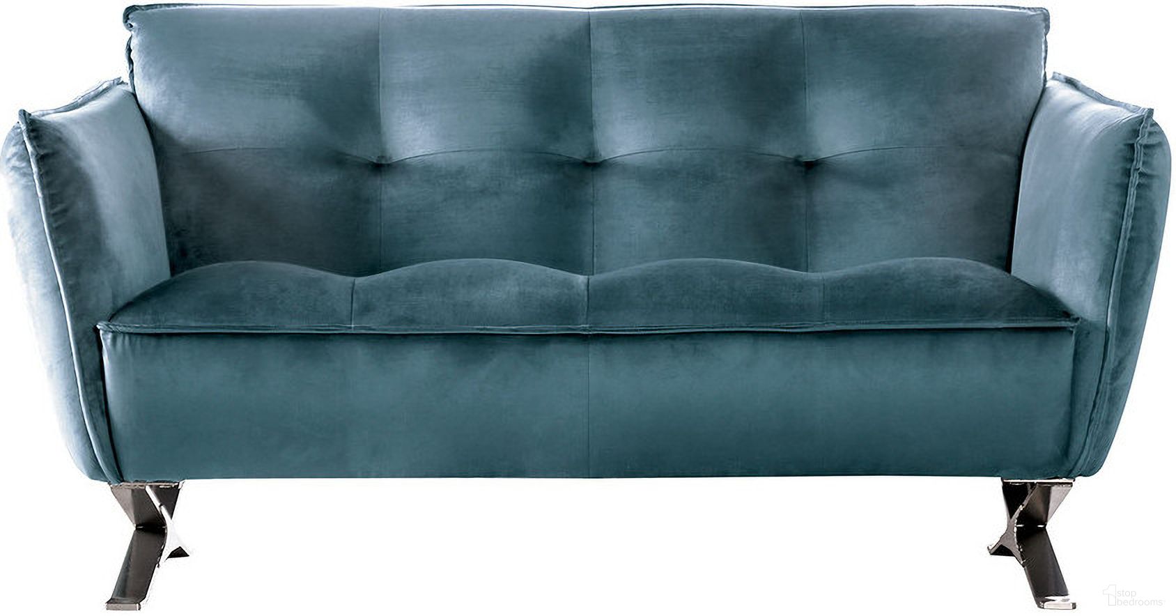 The appearance of Civellutino Loveseat In Teal designed by Furniture of America in the modern / contemporary interior design. This teal piece of furniture was selected by 1StopBedrooms from Civellutino Collection to add a touch of cosiness and style into your home. Sku: FM90004-LEG-2;FM90004TL-LV-1. Material: Velvet.