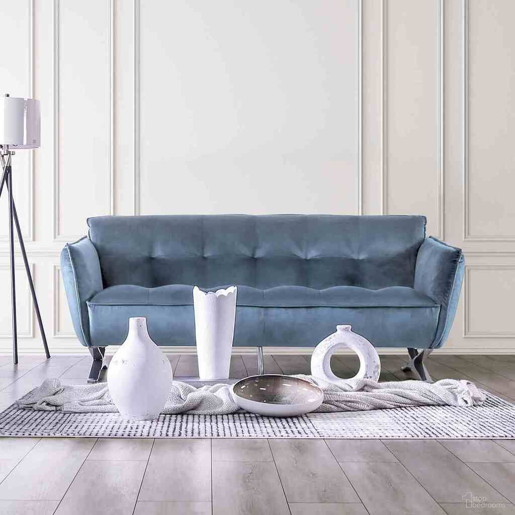 The appearance of Civellutino Sofa In Light Blue designed by Furniture of America in the modern / contemporary interior design. This light blue piece of furniture was selected by 1StopBedrooms from Civellutino Collection to add a touch of cosiness and style into your home. Sku: FM90004-LEG-2;FM90004-SF-1. Material: Velvet.