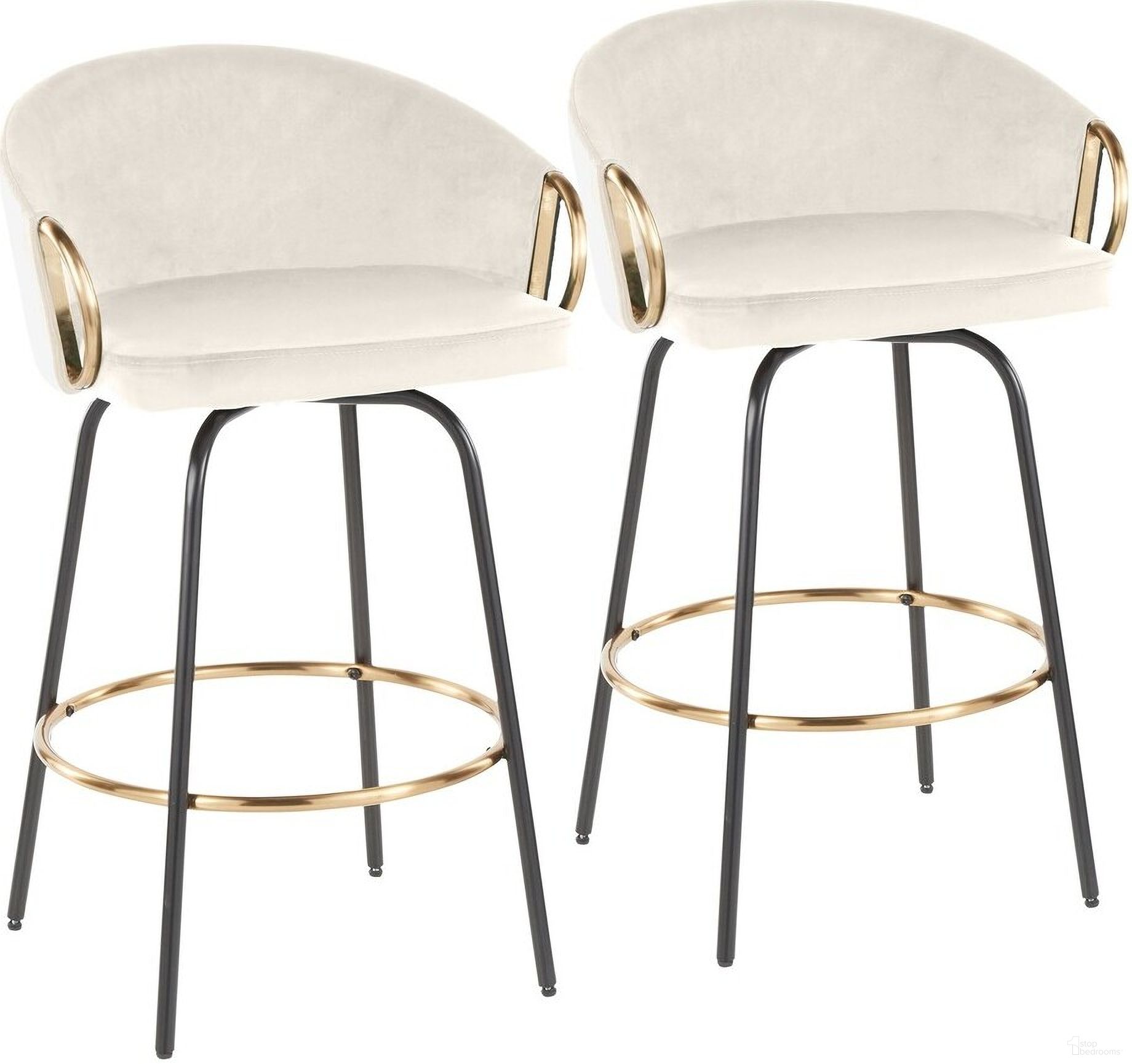 Claire 26 Inch Fixed Height Counter Stool Set of 2 In Cream and Black