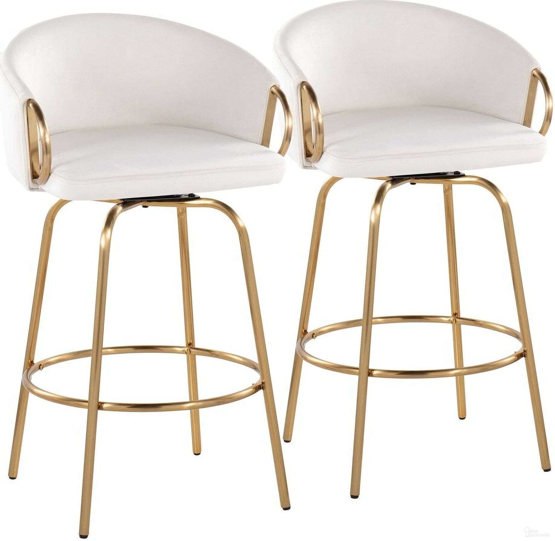 The appearance of Claire 26 Inch Fixed Height Counter Stool Set of 2 In Cream and Gold designed by Lumisource in the modern / contemporary interior design. This cream/gold piece of furniture was selected by 1StopBedrooms from Claire Collection to add a touch of cosiness and style into your home. Sku: B26-CLAIREV2 AUCR2. Material: Metal.