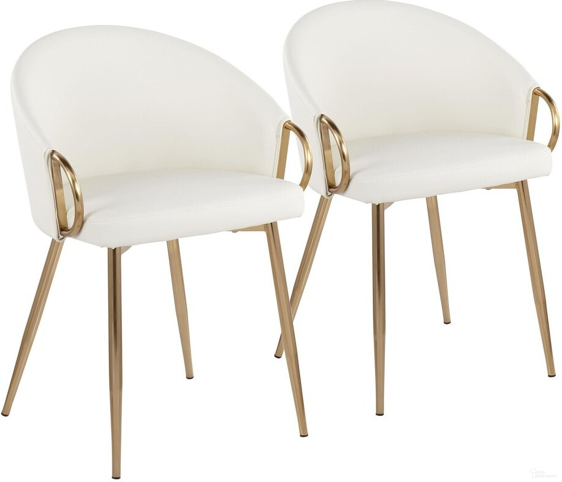 Claire Chair Set of 2 In White and Gold