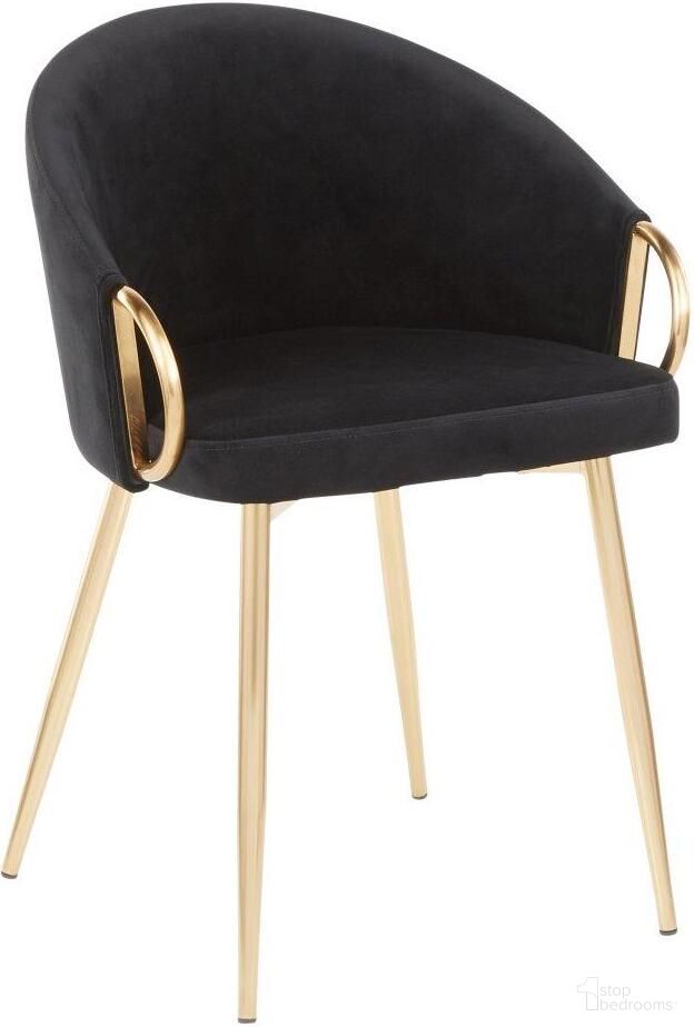 The appearance of Claire Contemporary/Glam Chair In Gold Metal And Black Velvet designed by Lumisource in the modern / contemporary interior design. This gold and black piece of furniture  was selected by 1StopBedrooms from Claire Collection to add a touch of cosiness and style into your home. Sku: CH-CLAIRE AUVBK. Material: Velvet. Chair Type: Arm Chair.