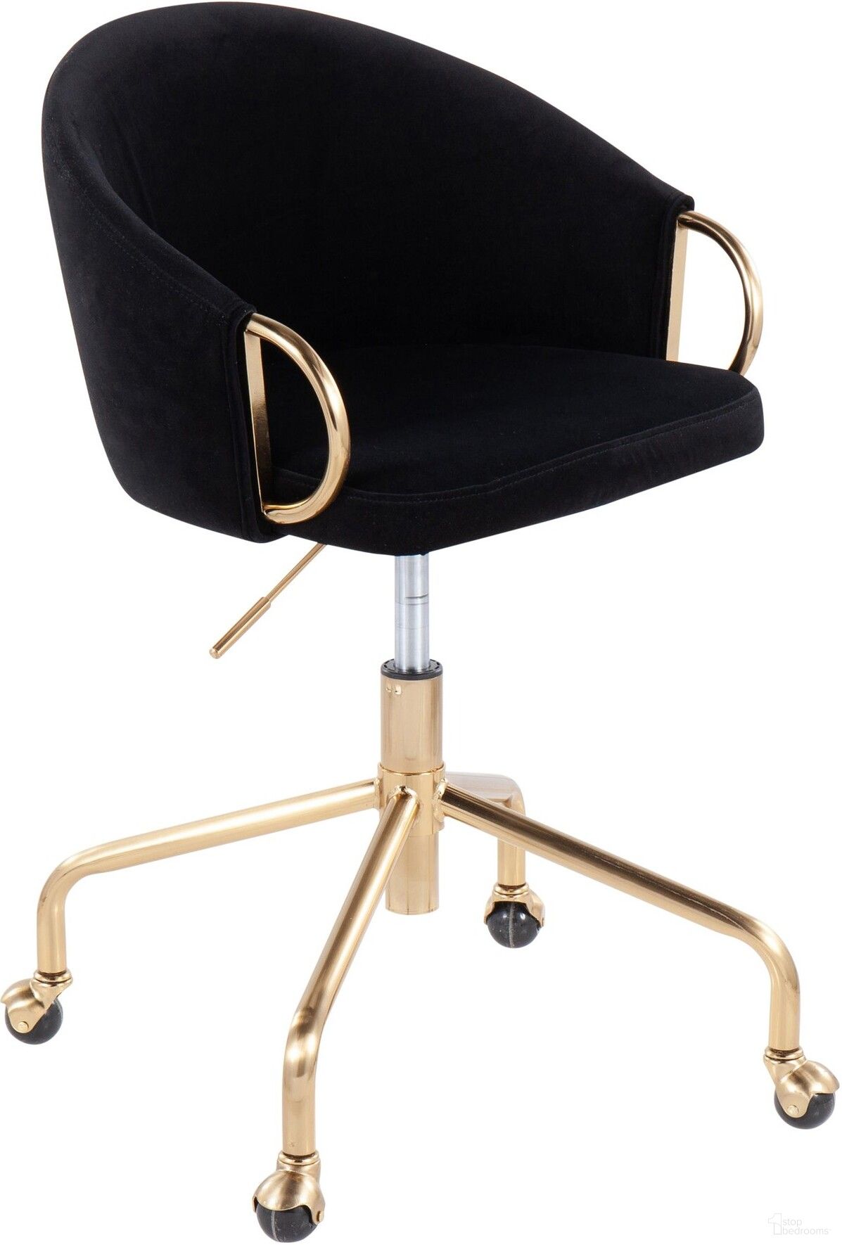 Claire Task Chair in Gold Metal and Black Velvet