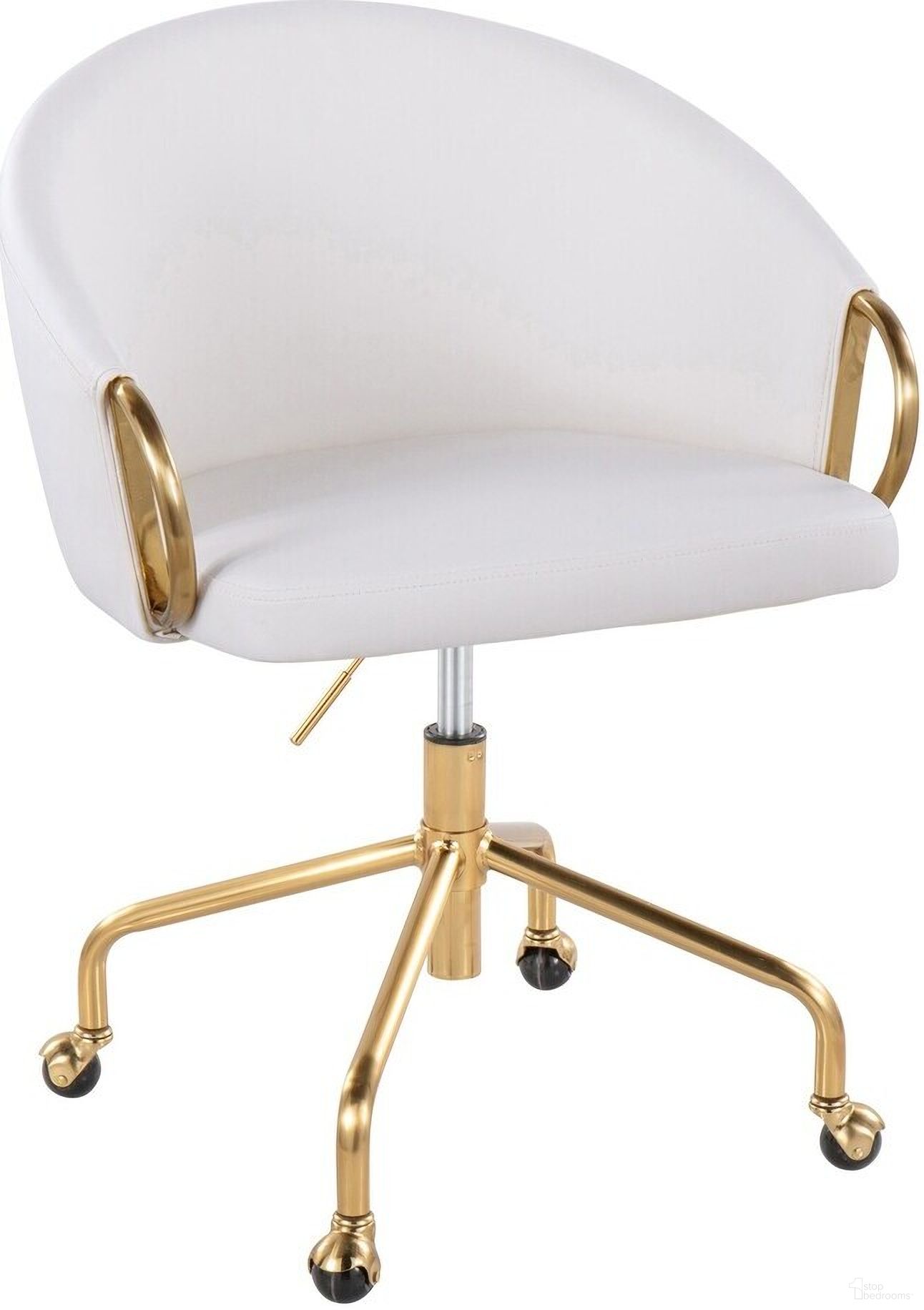 Claire Task Chair In White and Gold